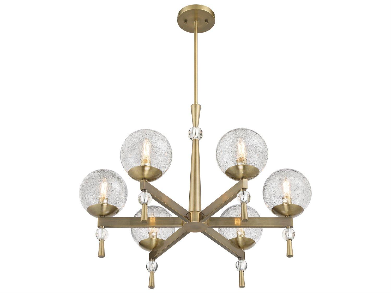 Minka Lavery Populuxe 6-Light Oxidized Aged Brass Glass Candelabra Globe Chandelier