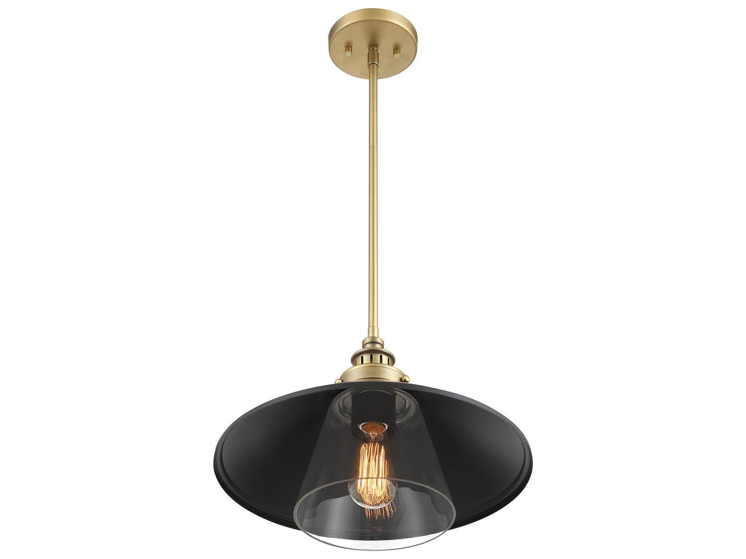 Minka Lavery Segan 1-Light Coal Painted Soft Brass Black Pendant