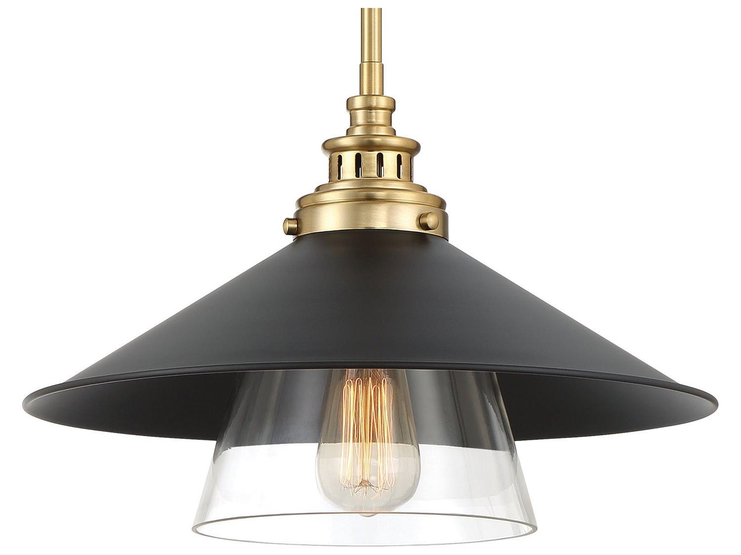 Minka Lavery Segan 1-Light Coal Painted Soft Brass Black Pendant