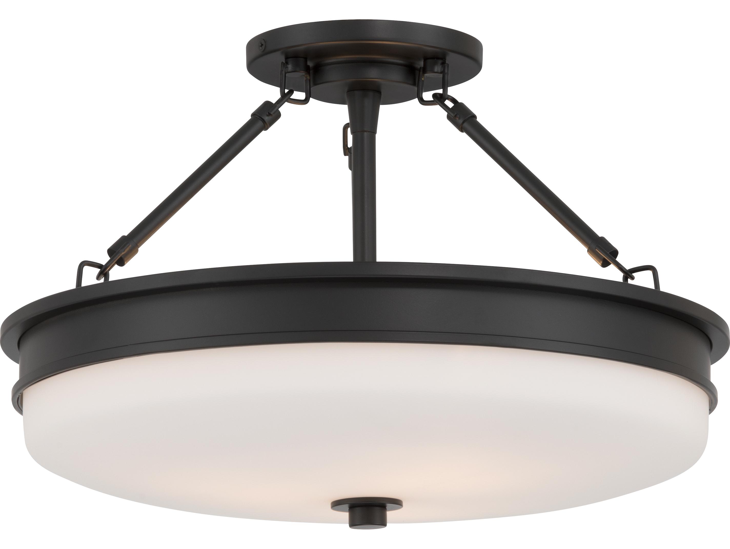 Minka Lavery Halora 3-Light Dark Matte Black Round Semi Flush Mount