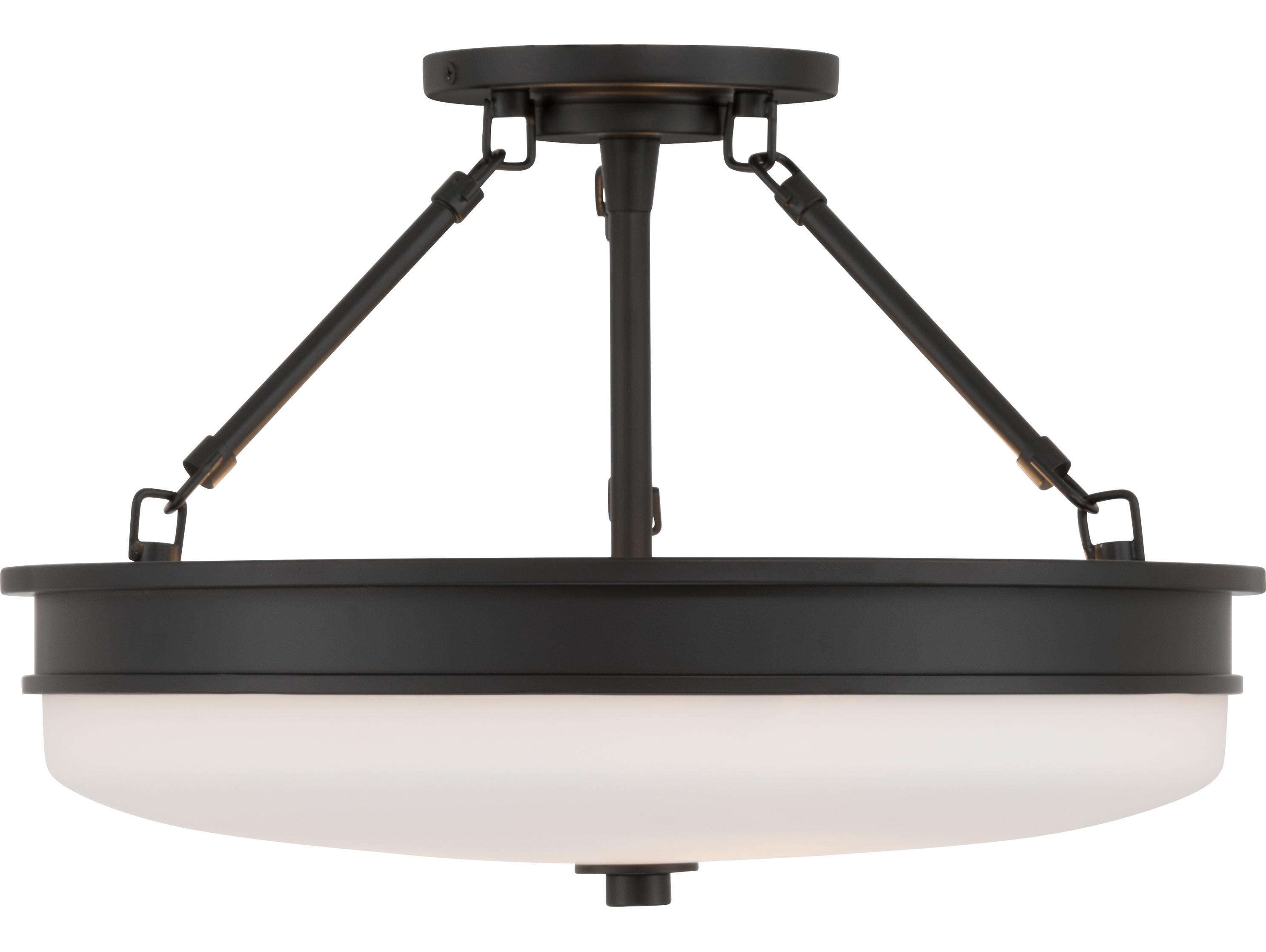 Minka Lavery Halora 3-Light Dark Matte Black Round Semi Flush Mount