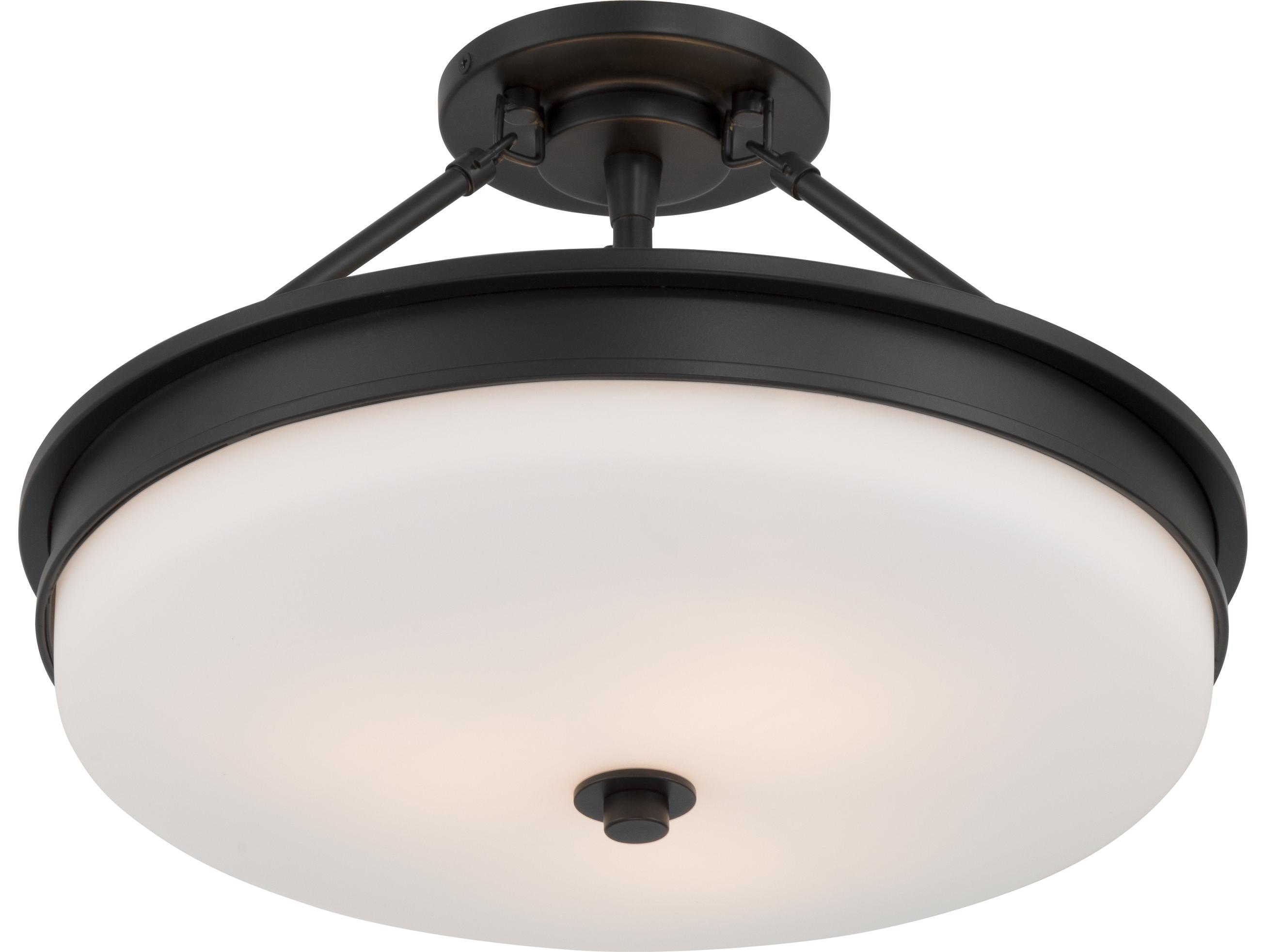 Minka Lavery Halora 3-Light Dark Matte Black Round Semi Flush Mount