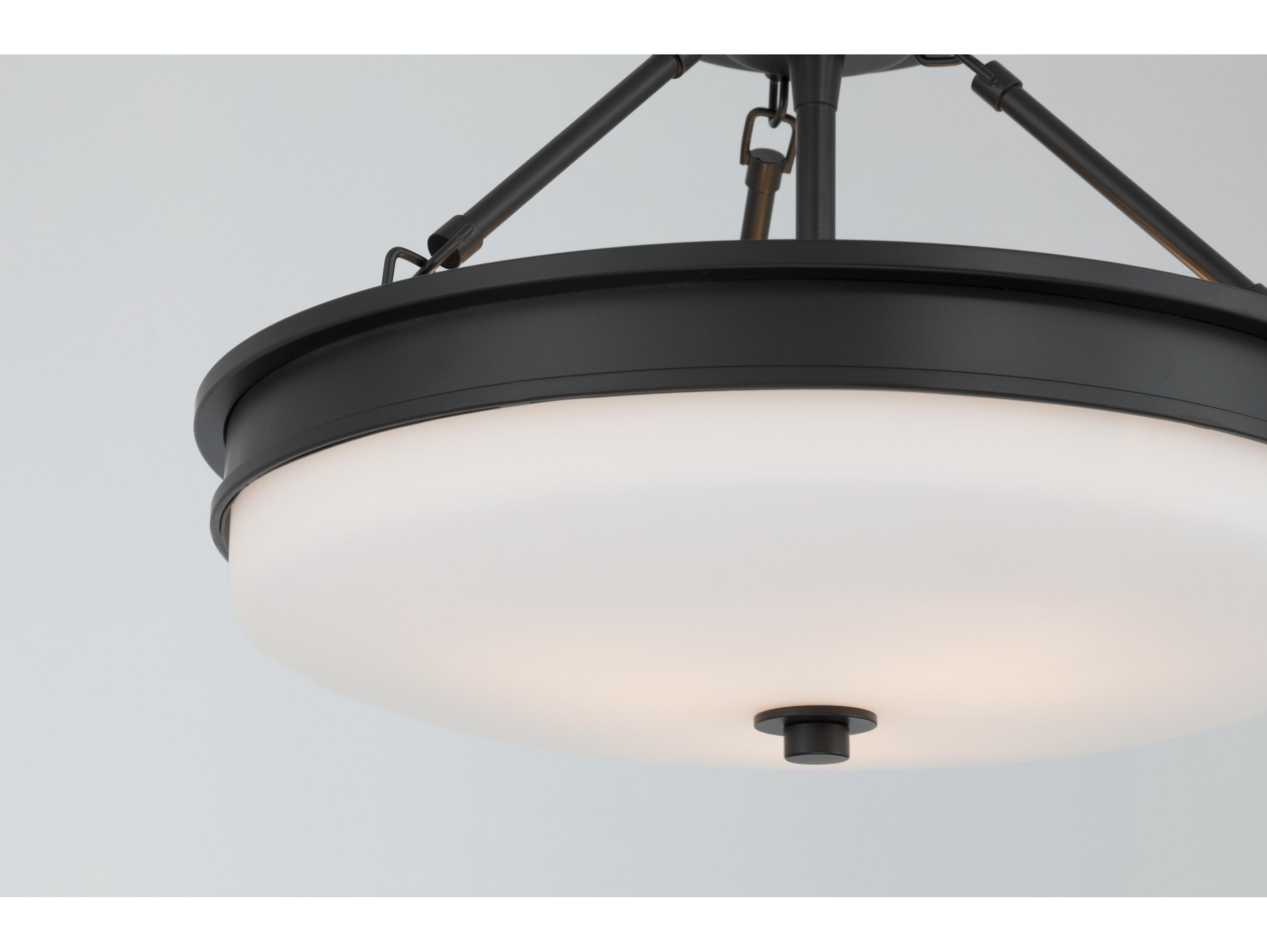 Minka Lavery Halora 3-Light Dark Matte Black Round Semi Flush Mount