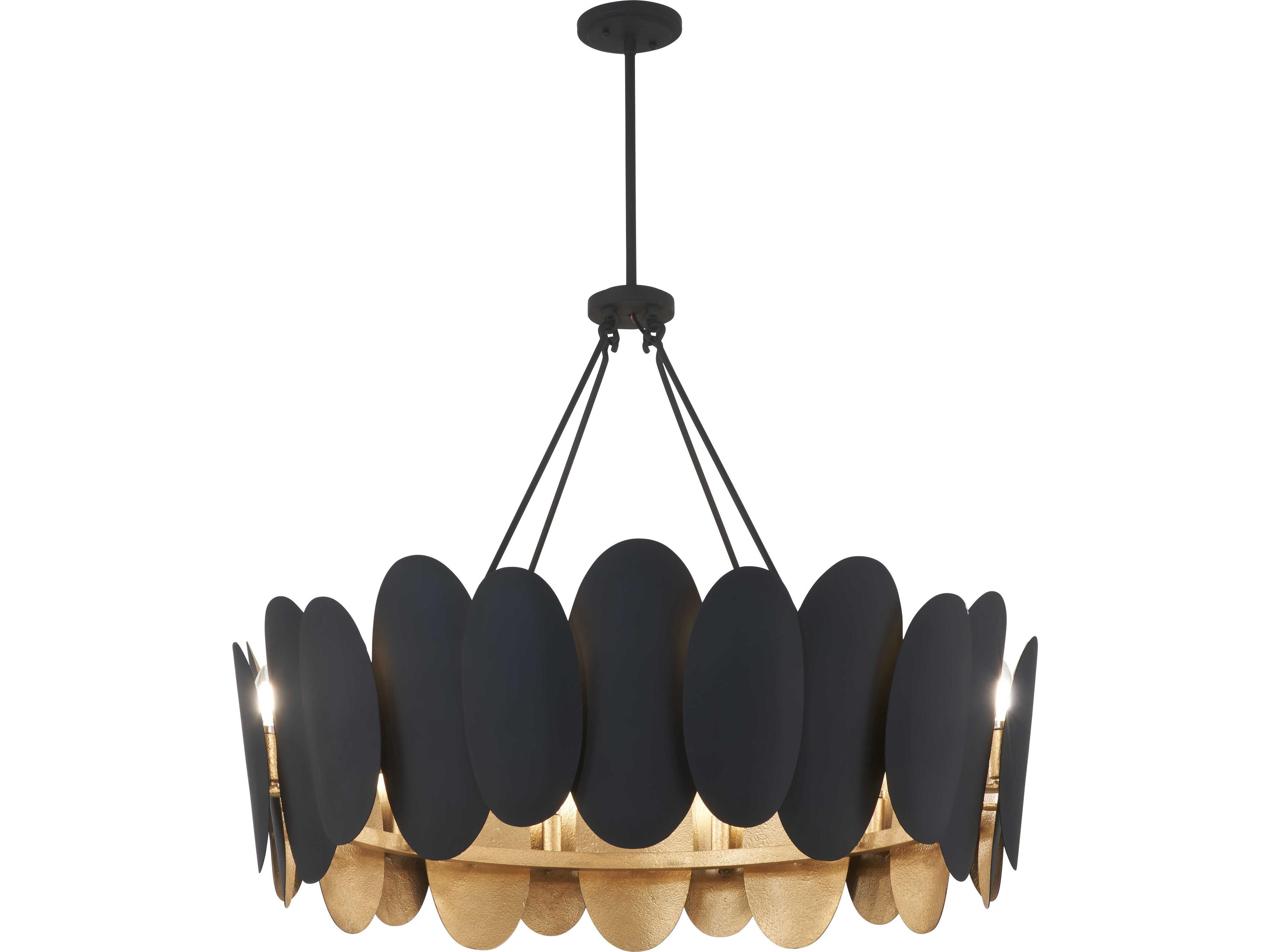 Minka Lavery Vailen 12-Light Dark Matte Black Drum Tiered Pendant