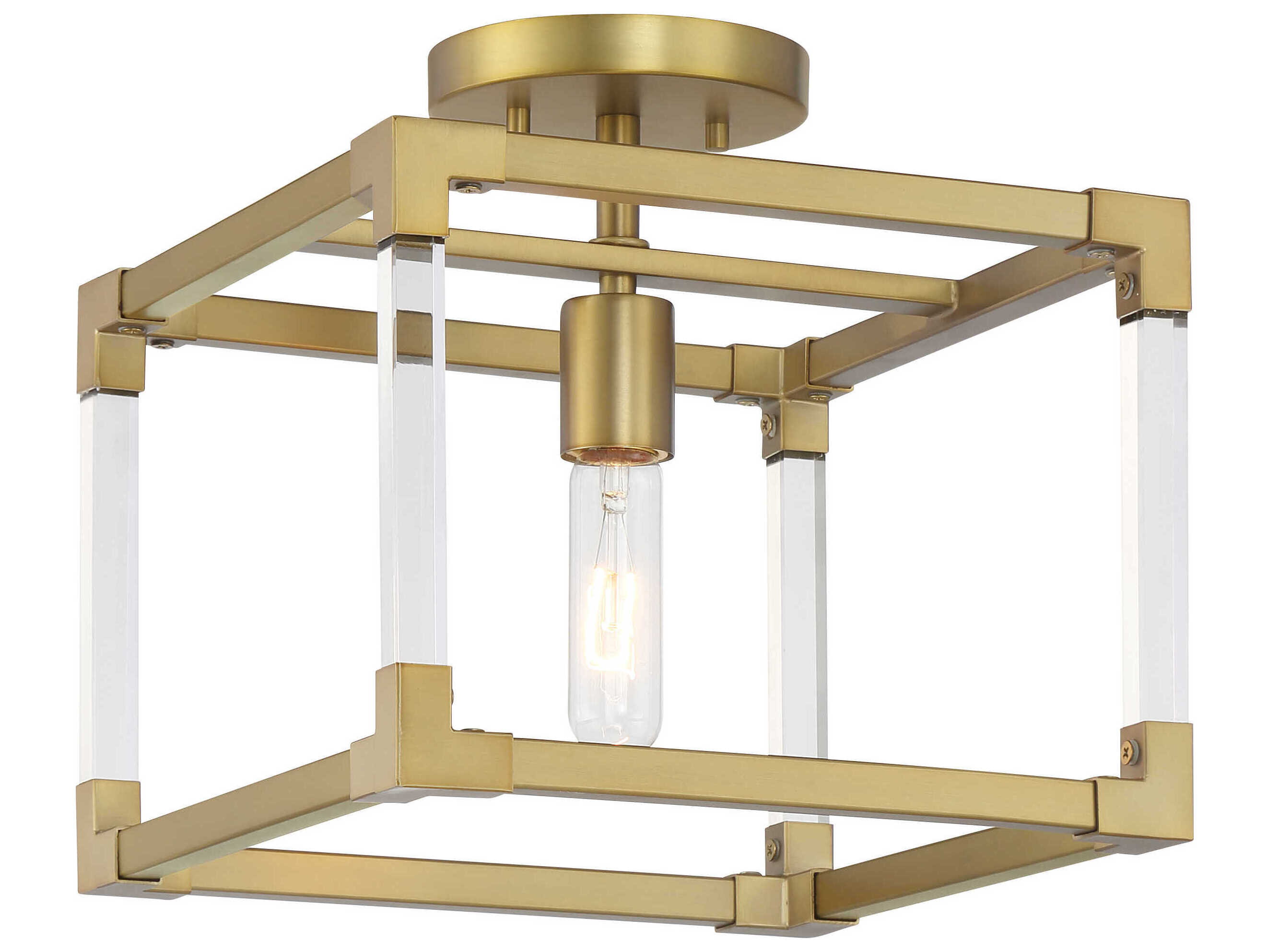 Minka Lavery Oro District 1-Light Soft Brass Semi Flush Mount