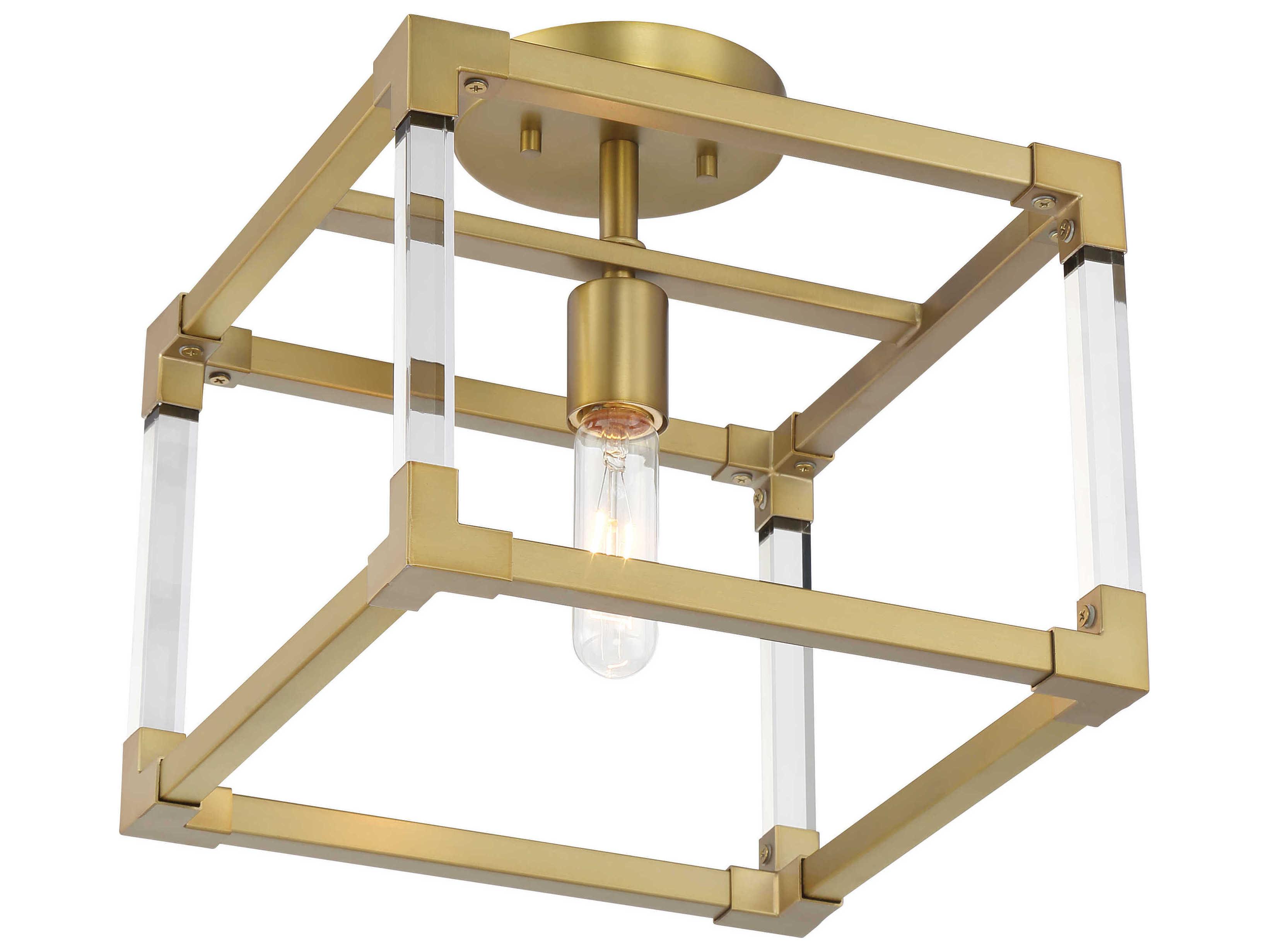Minka Lavery Oro District 1-Light Soft Brass Semi Flush Mount