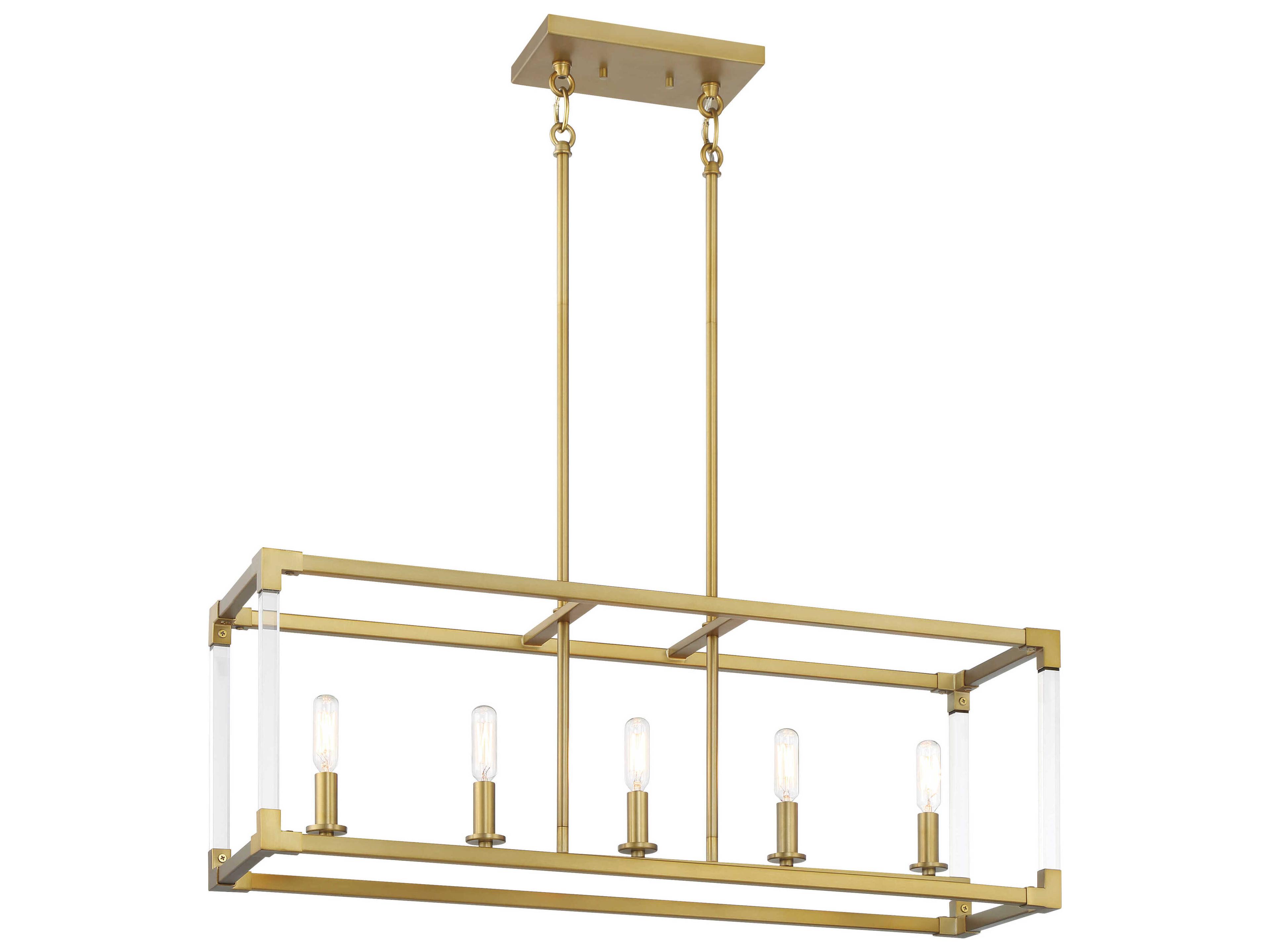 Minka Lavery Oro District 5-Light Soft Brass Linear Island Pendant