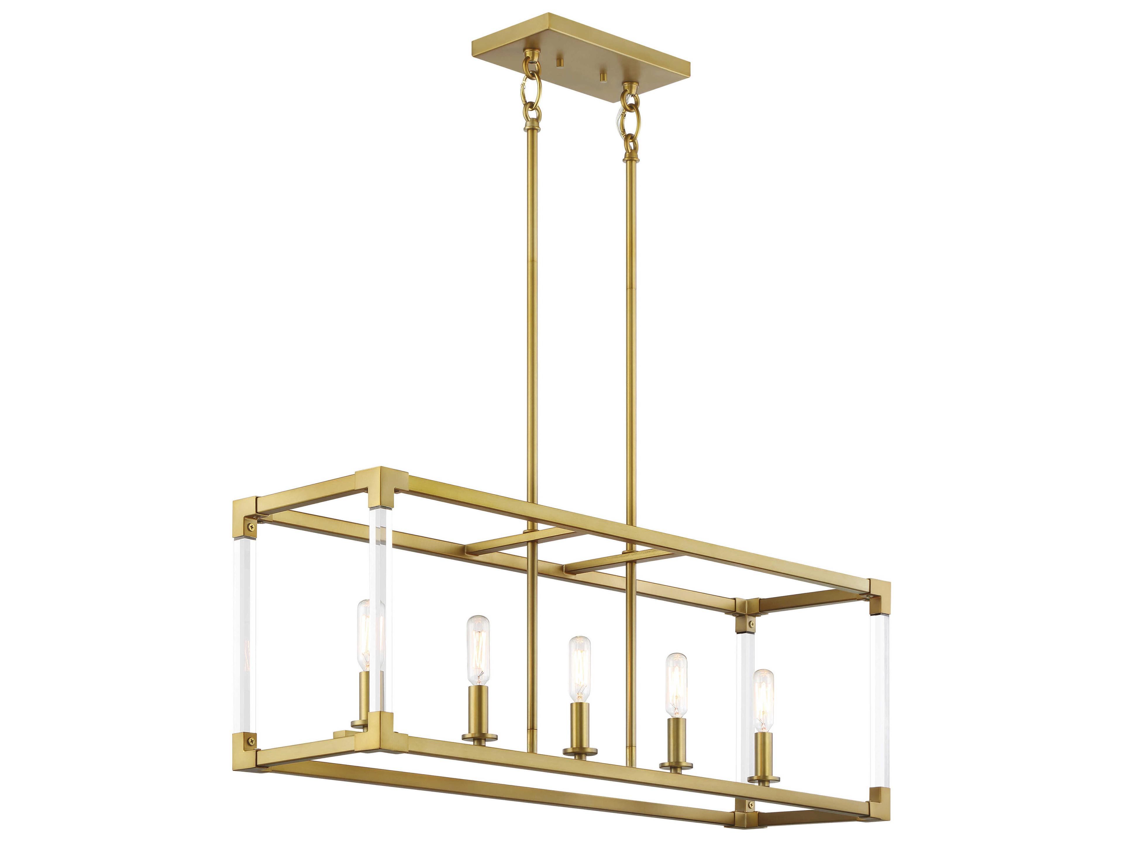 Minka Lavery Oro District 5-Light Soft Brass Linear Island Pendant