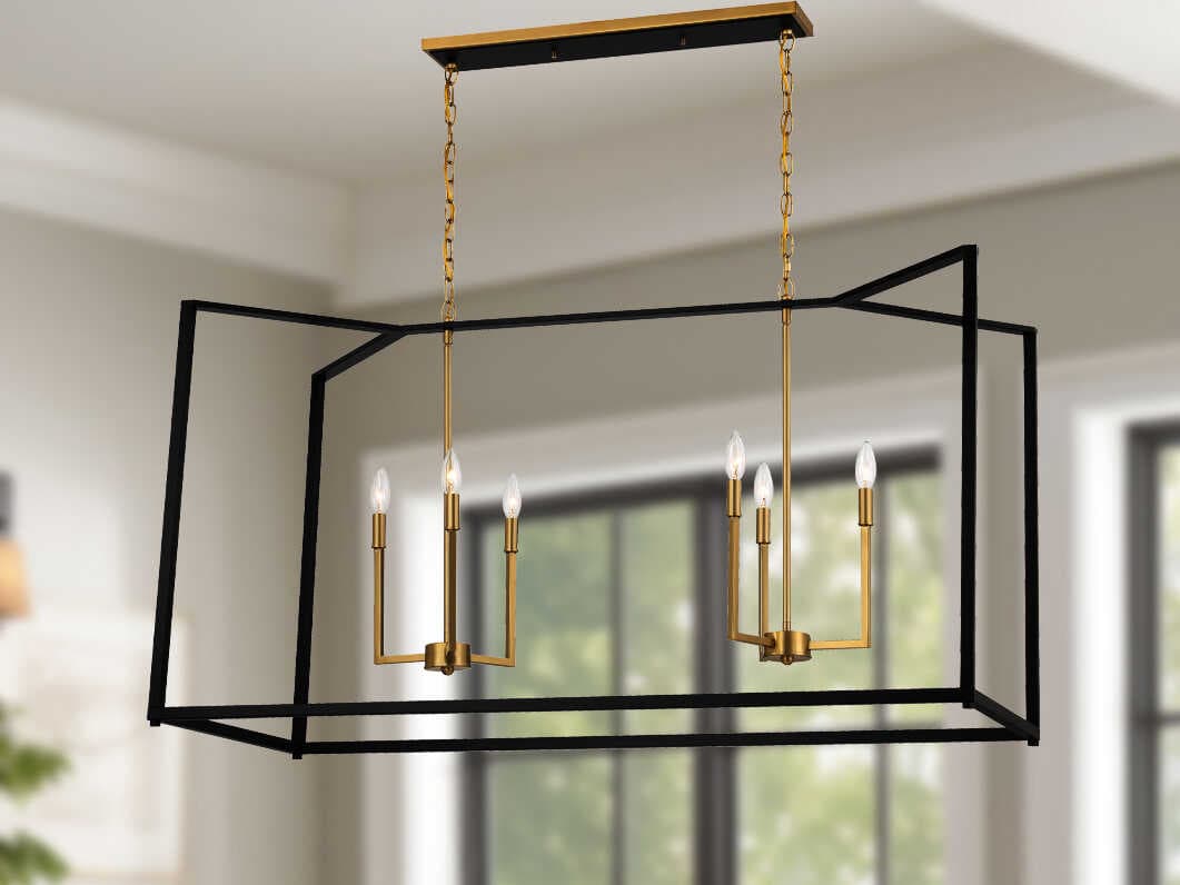 Minka Lavery Colwick 6-Light Coal Black Signature Brass Island Pendant