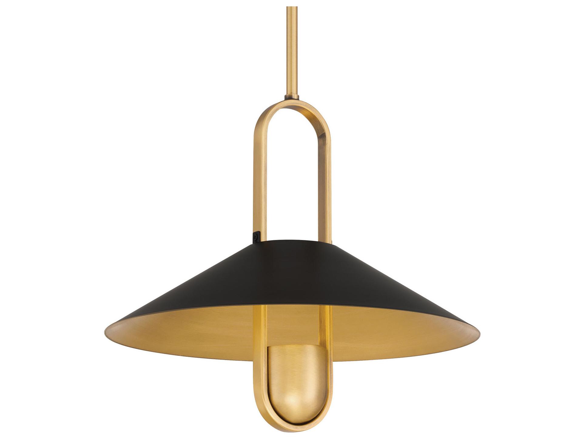 Minka Lavery Goldenridge 1-Light Legacy Brass Dark Matte Black Pendant
