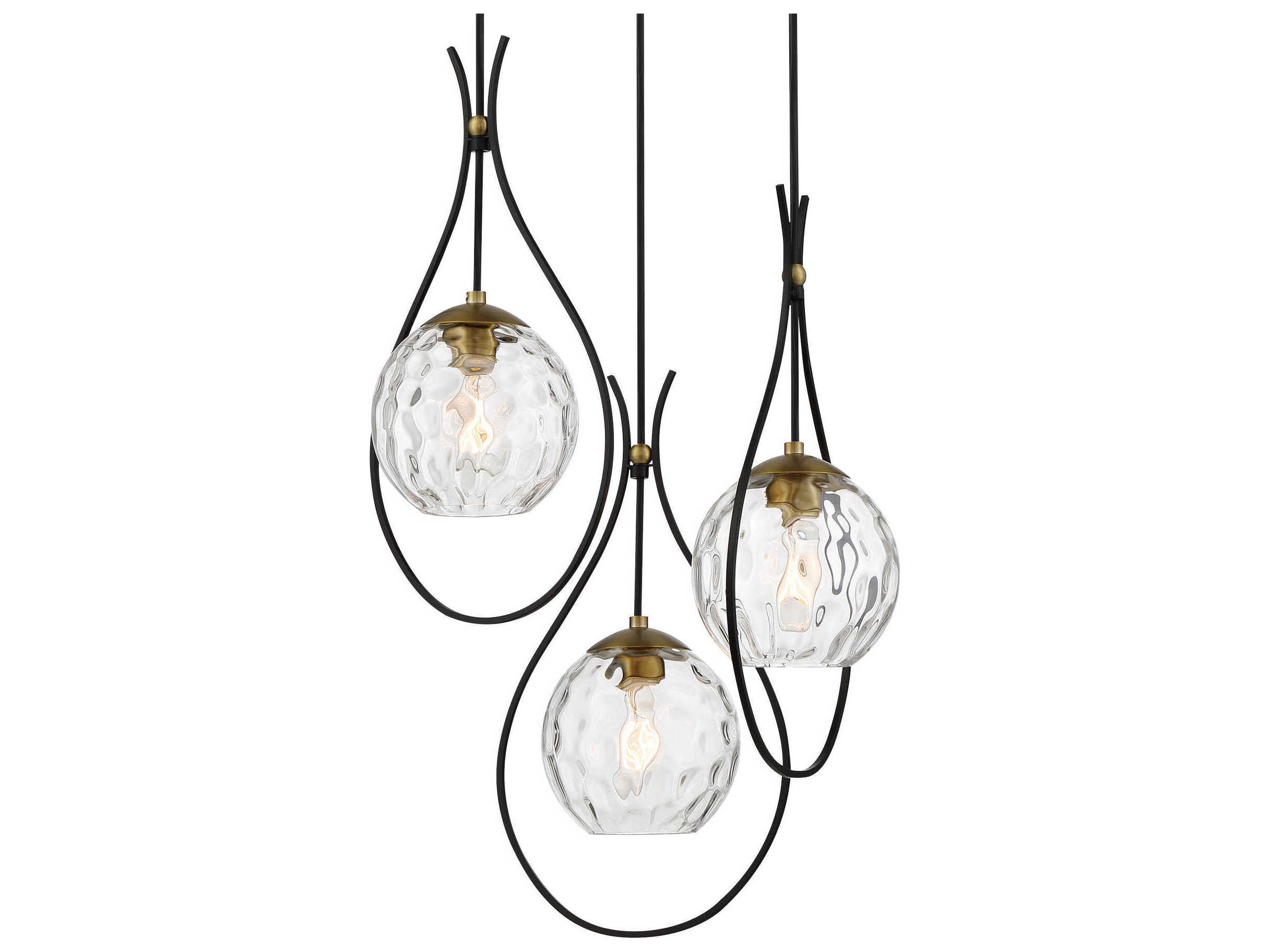 Minka Lavery Cody 3-Light Coal Soft Brass Black Glass Globe Pendant