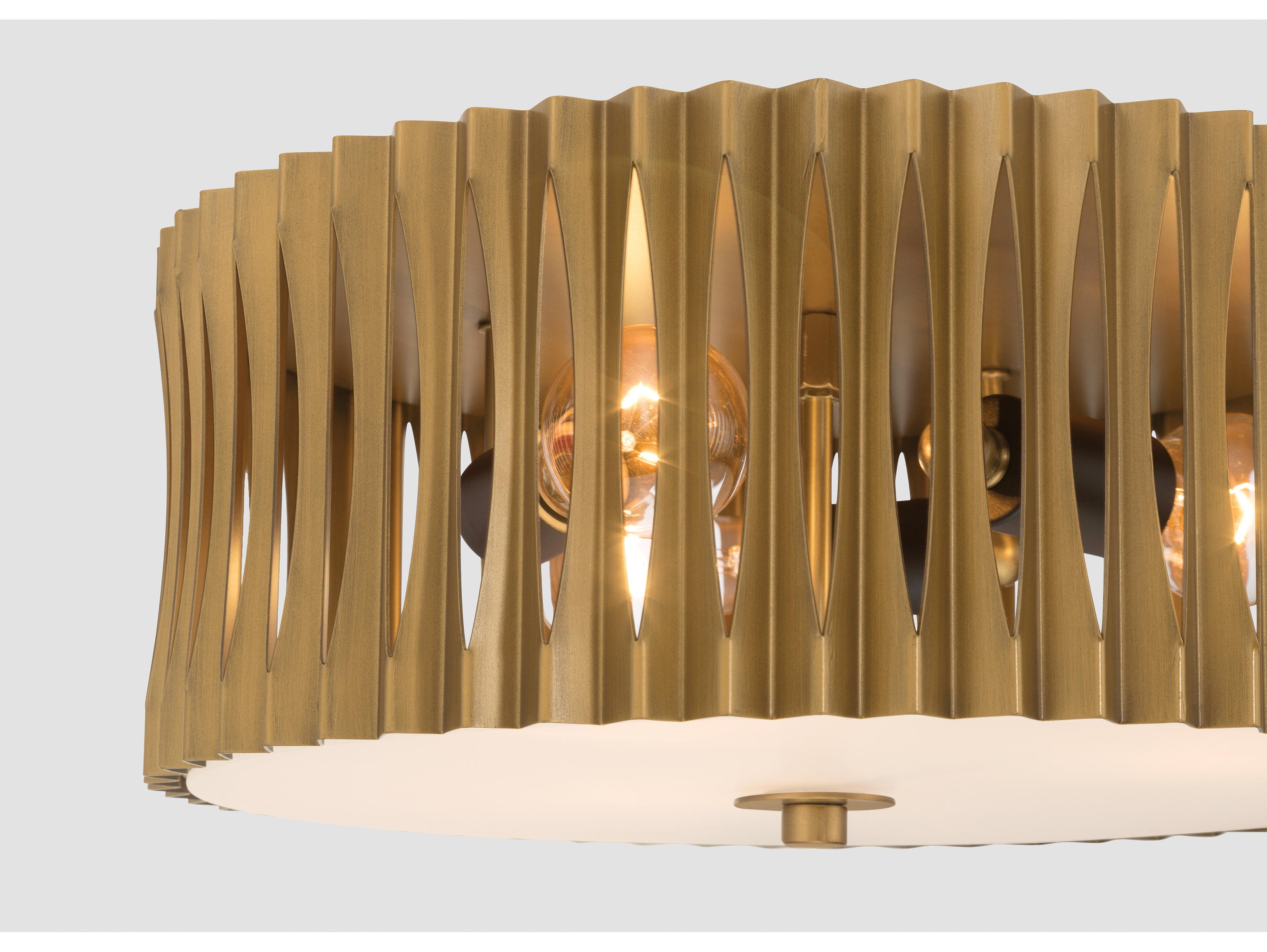 Minka Lavery Aven 3-Light Sand Coal Black Brass Drum Flush Mount