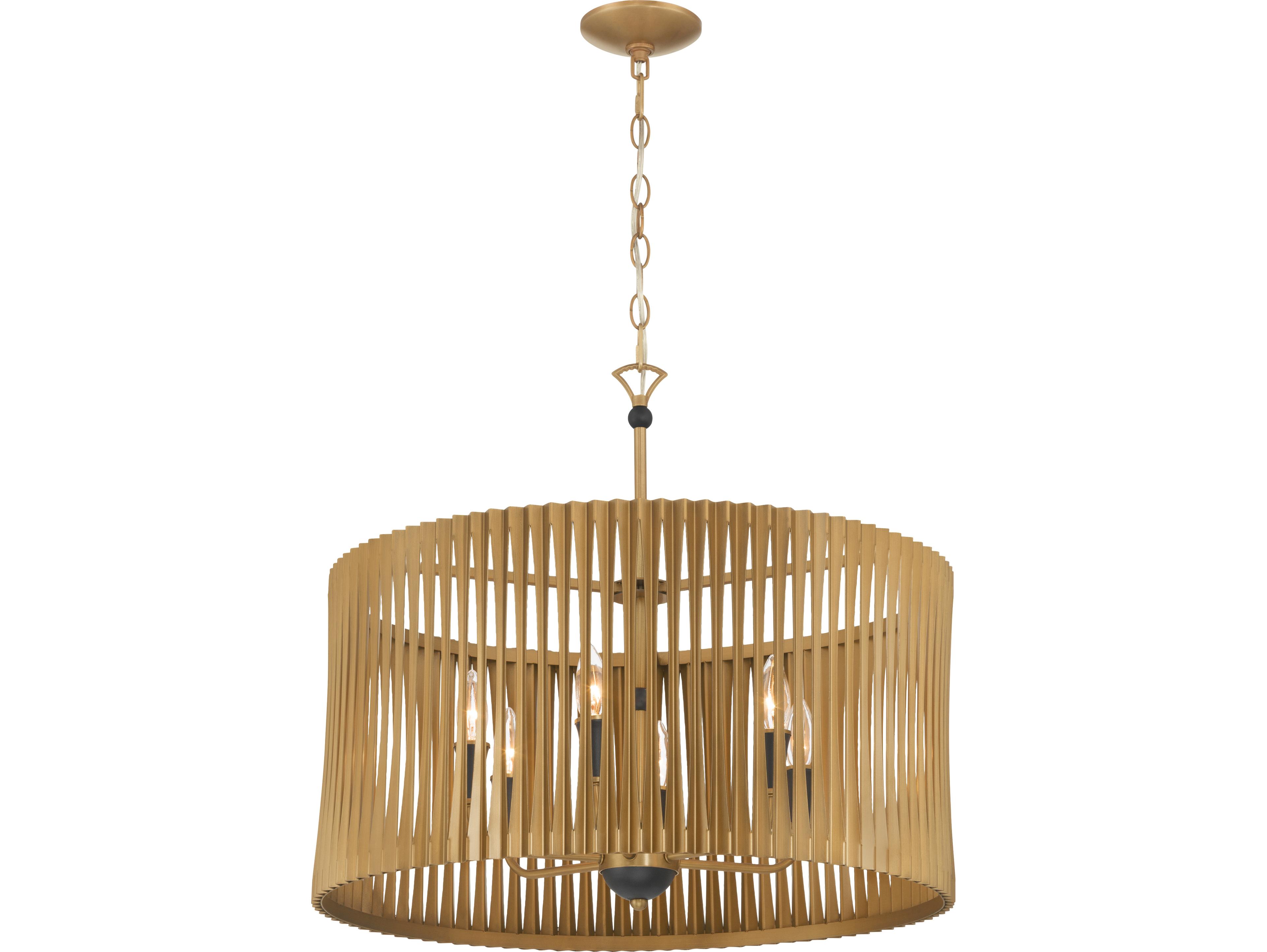 Minka Lavery Aven 6-Light Sand Coal Black Brass Drum Pendant