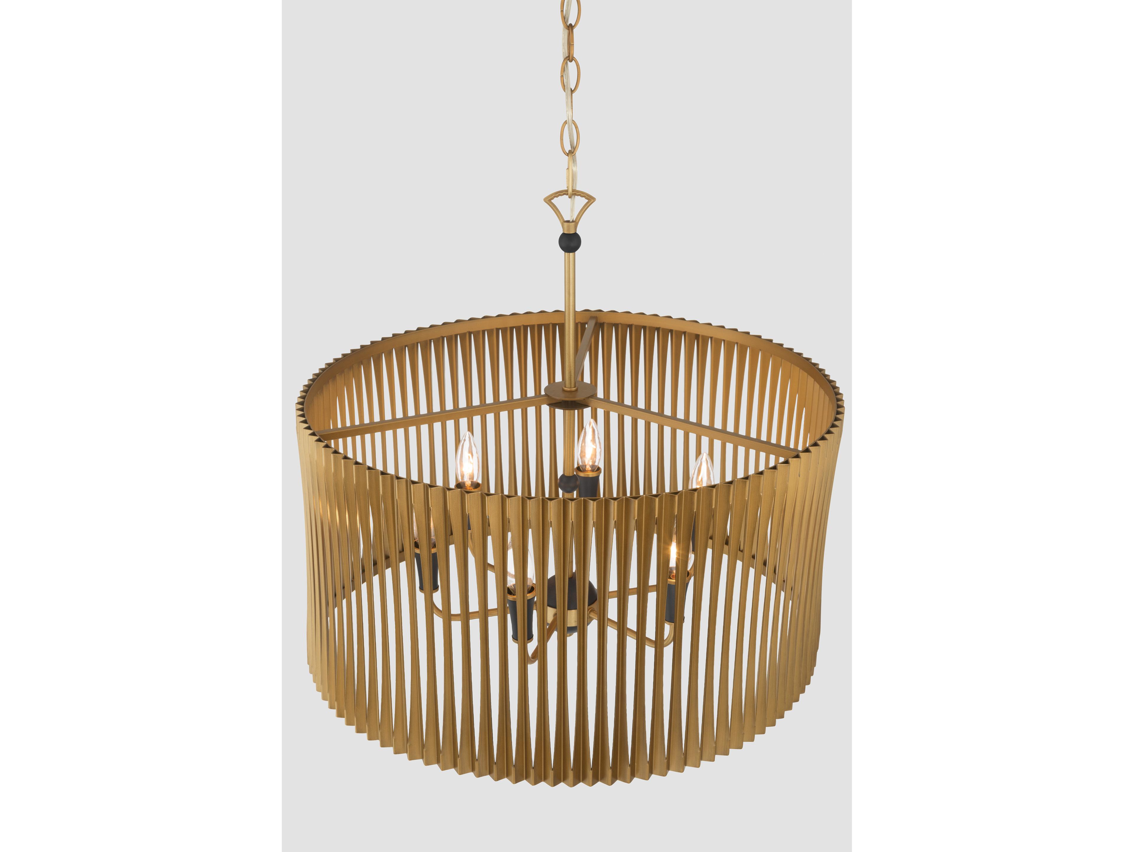 Minka Lavery Aven 6-Light Sand Coal Black Brass Drum Pendant