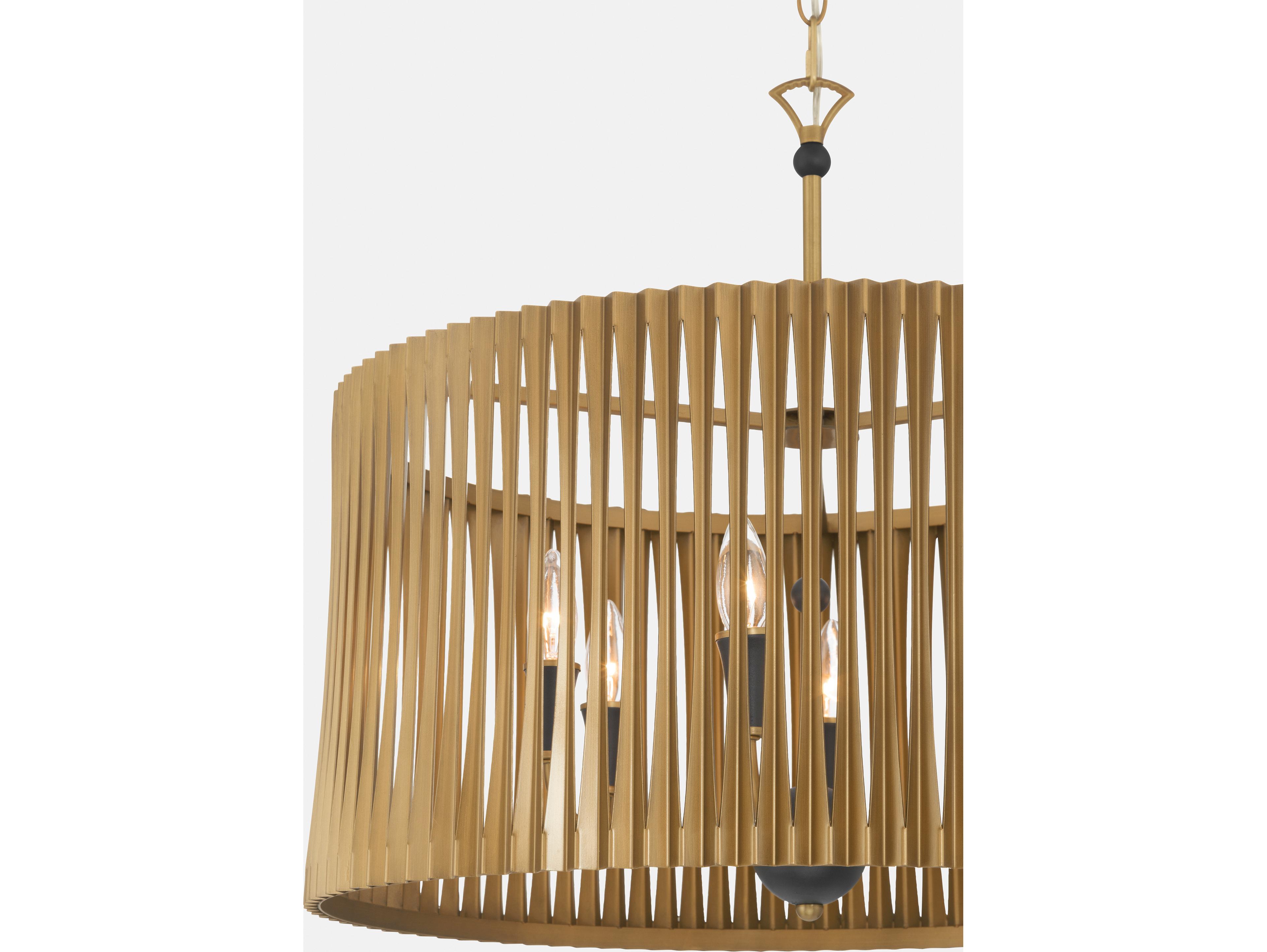 Minka Lavery Aven 6-Light Sand Coal Black Brass Drum Pendant