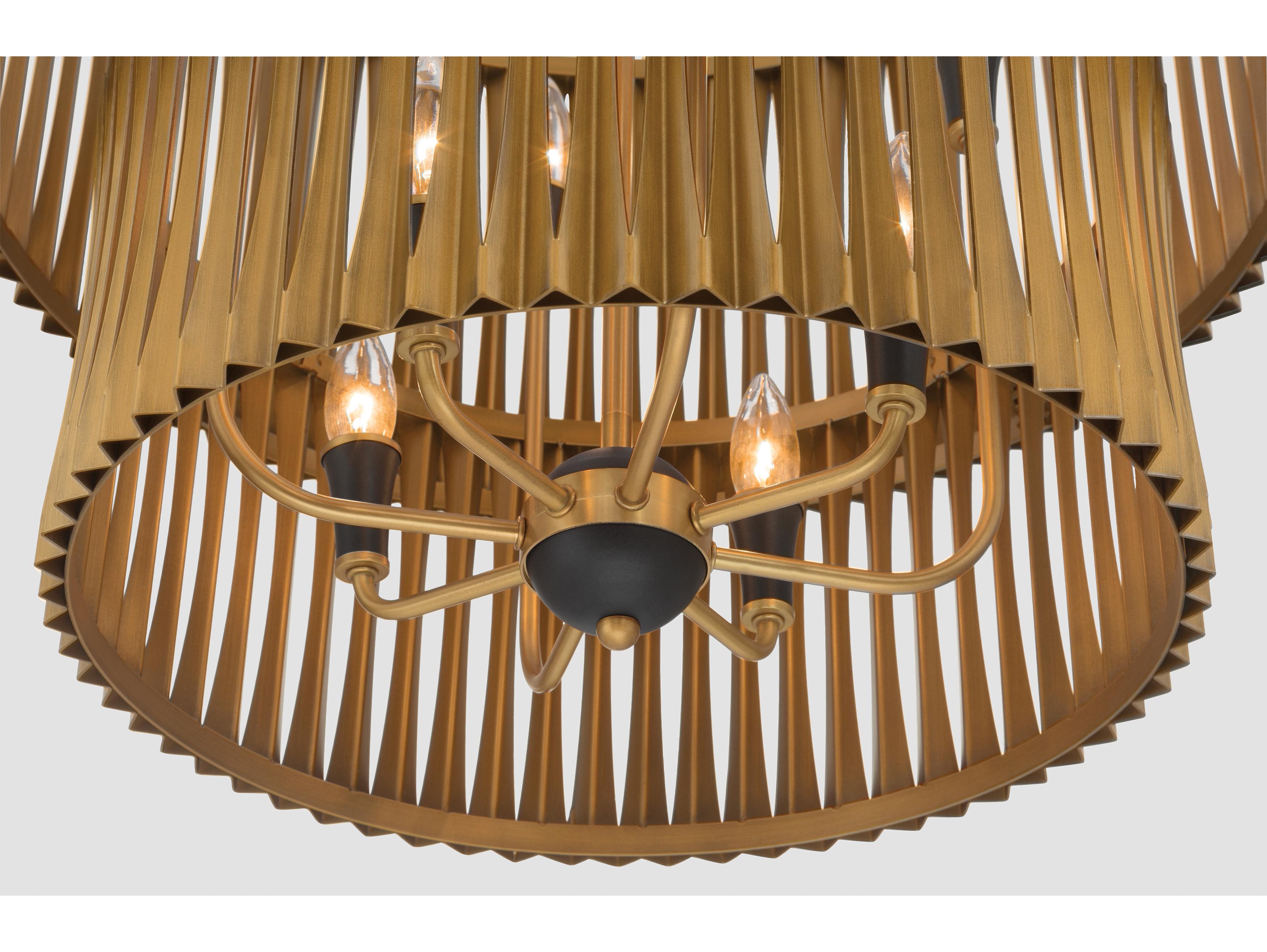 Minka Lavery Aven 8-Light Sand Coal Black Brass Drum Tiered Pendant