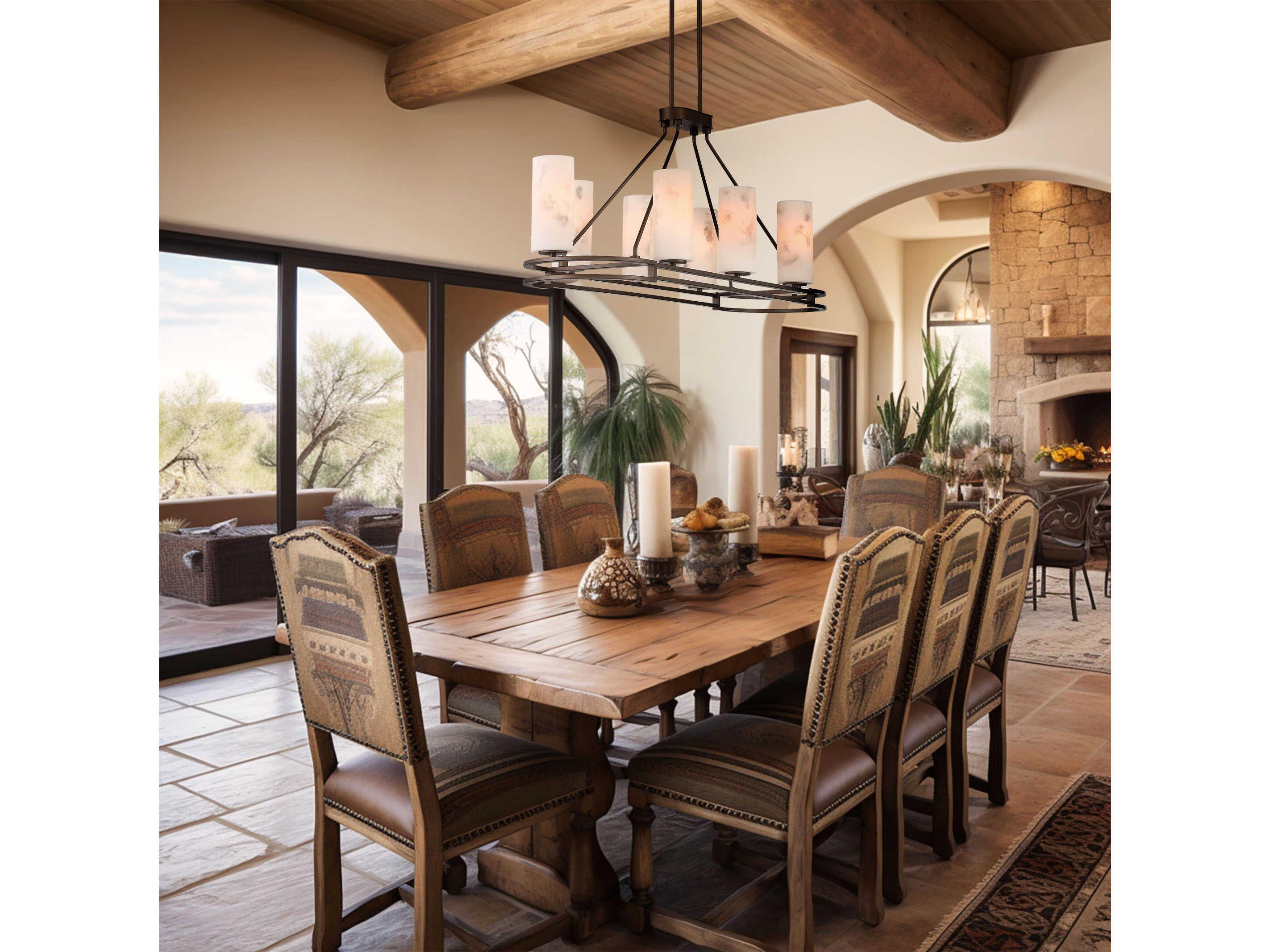 Minka Lavery Buchanan 8-Light Hellenic Bronze Cylinder Linear Island Pendant