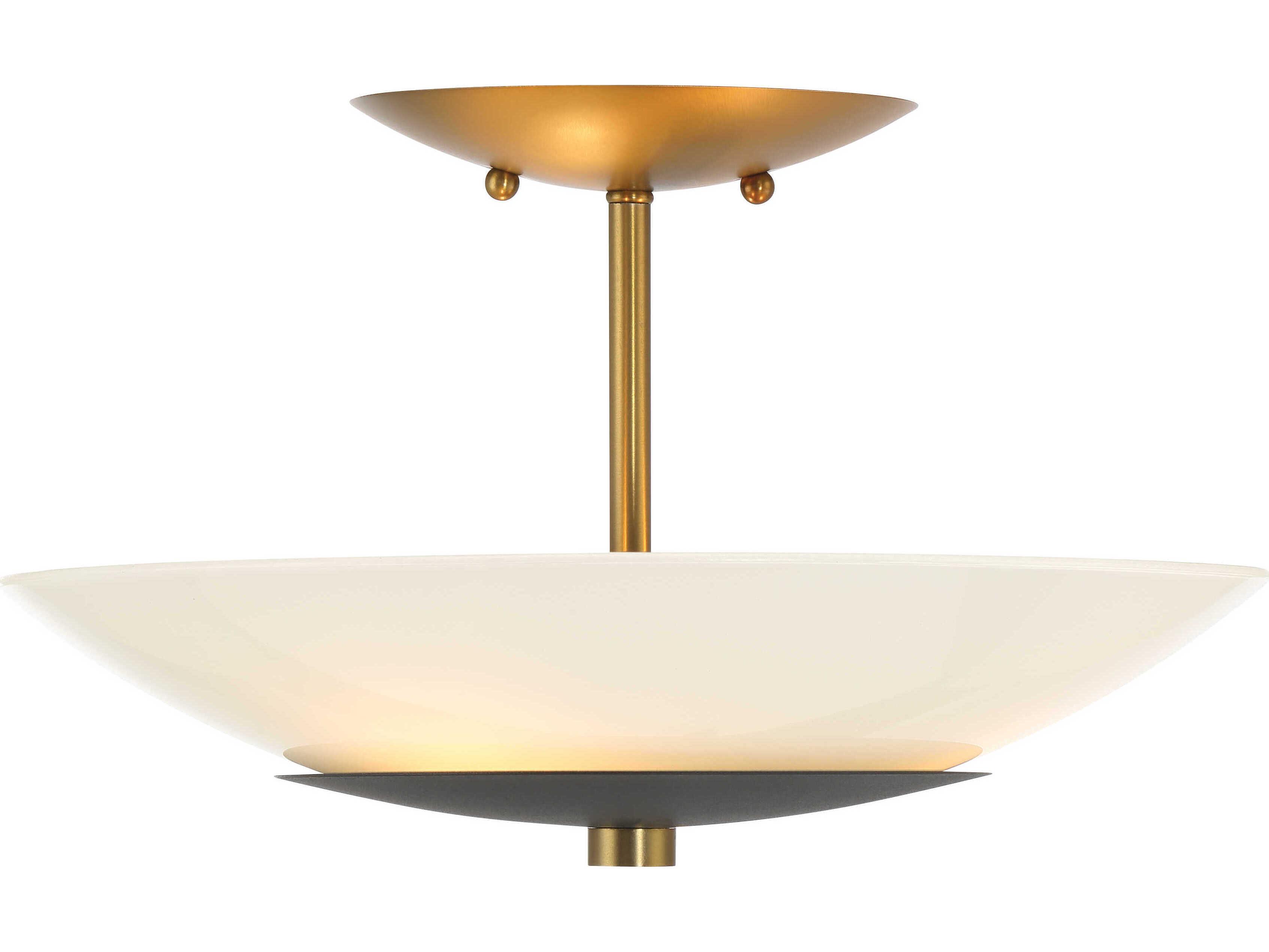 Minka Lavery Bax 3-Light Sand Coal Soft Brass Black Bowl Semi Flush Mount