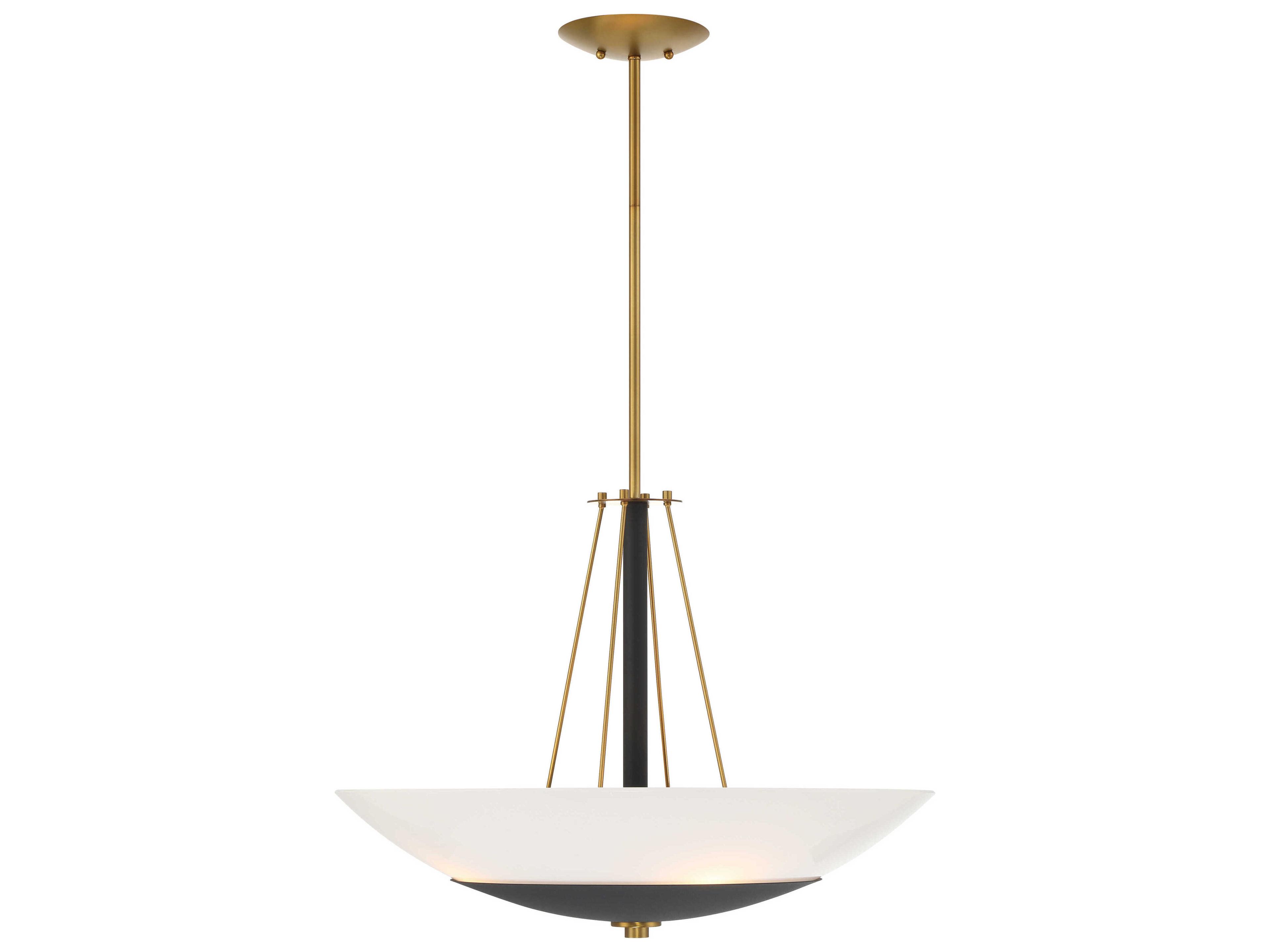 Minka Lavery Bax 4-Light Sand Coal Soft Brass Black Bowl Pendant