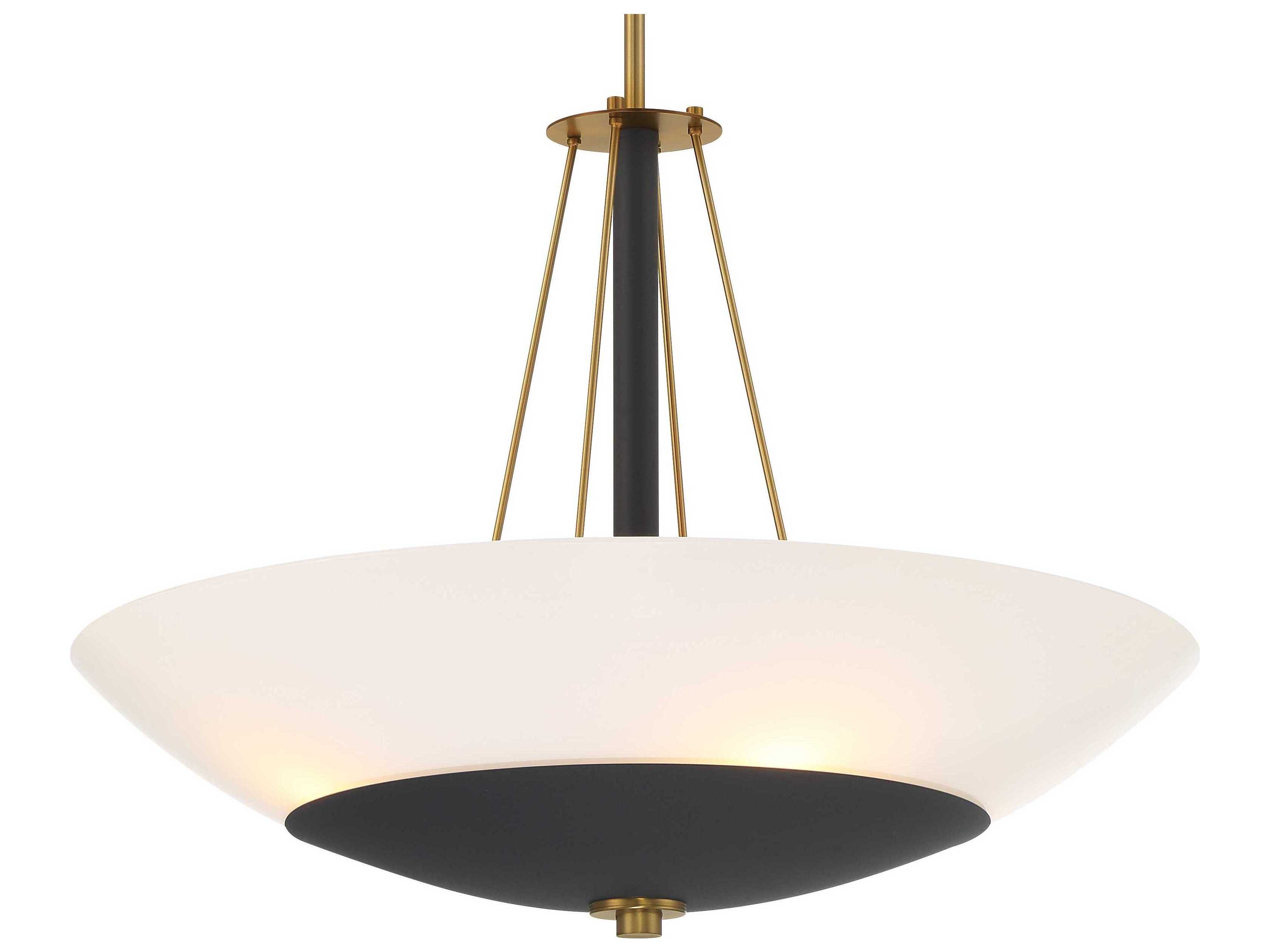 Minka Lavery Bax 4-Light Sand Coal Soft Brass Black Bowl Pendant