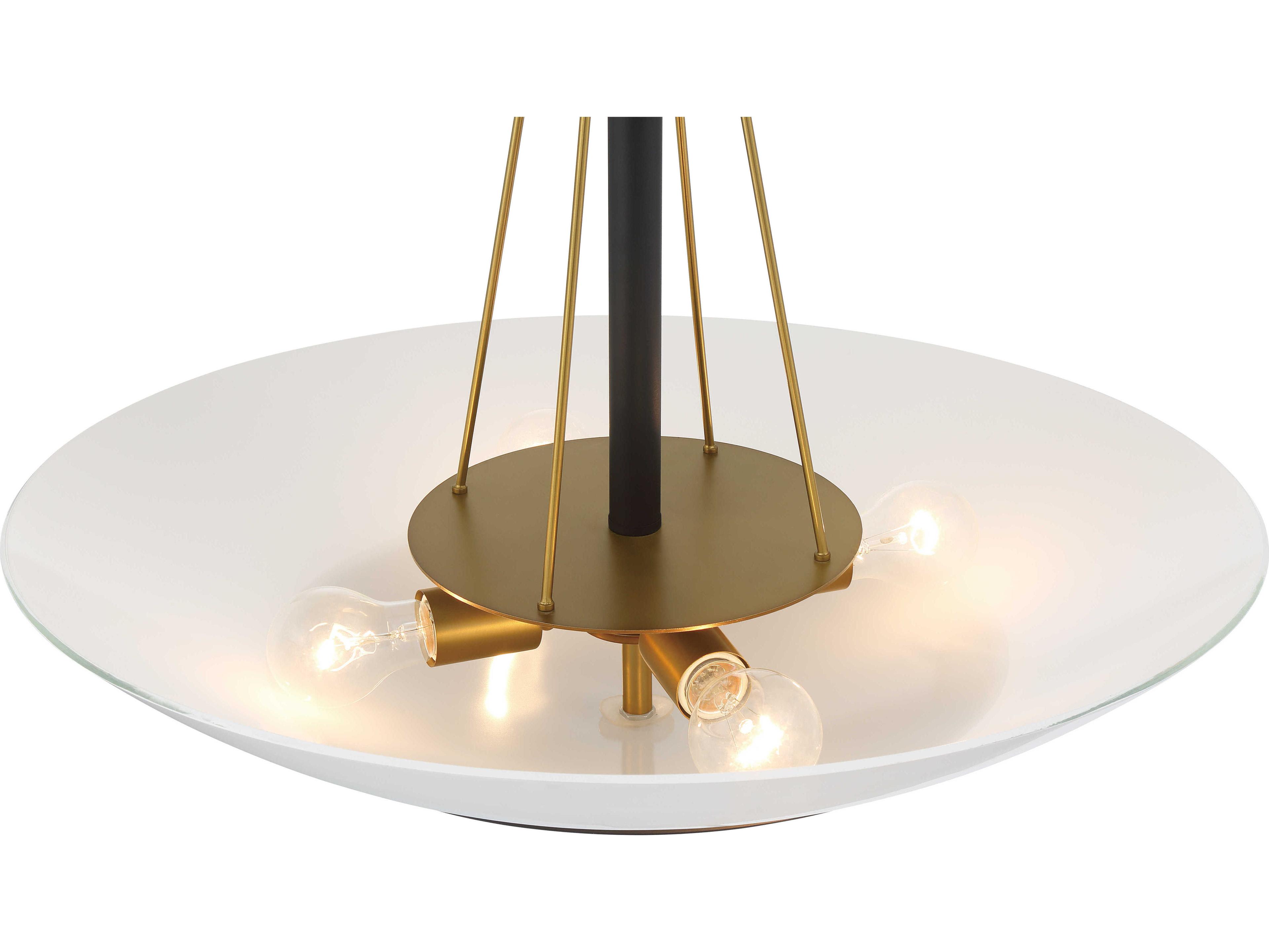 Minka Lavery Bax 4-Light Sand Coal Soft Brass Black Bowl Pendant