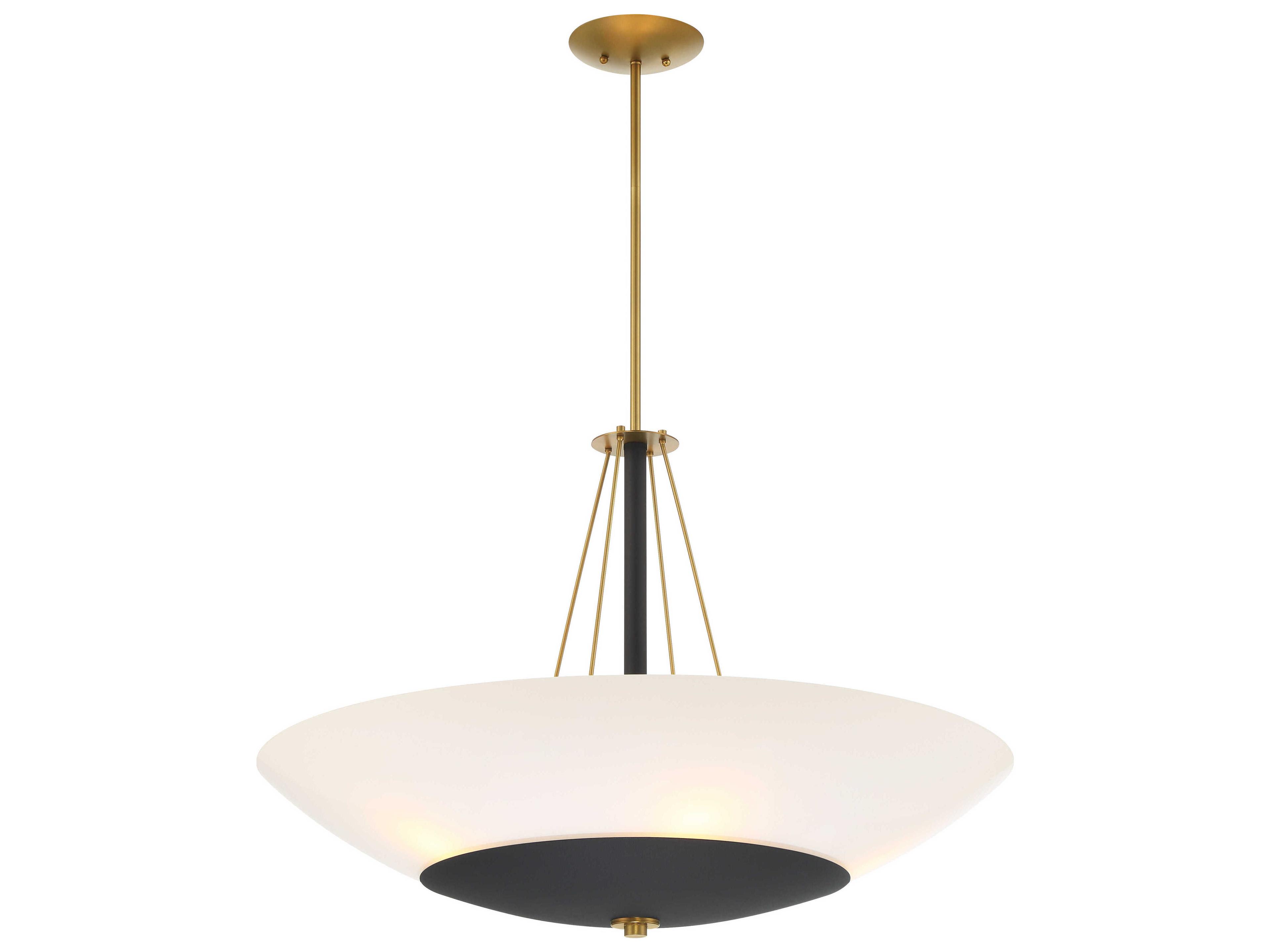 Minka Lavery Bax 5-Light Sand Coal Soft Brass Black Bowl Pendant