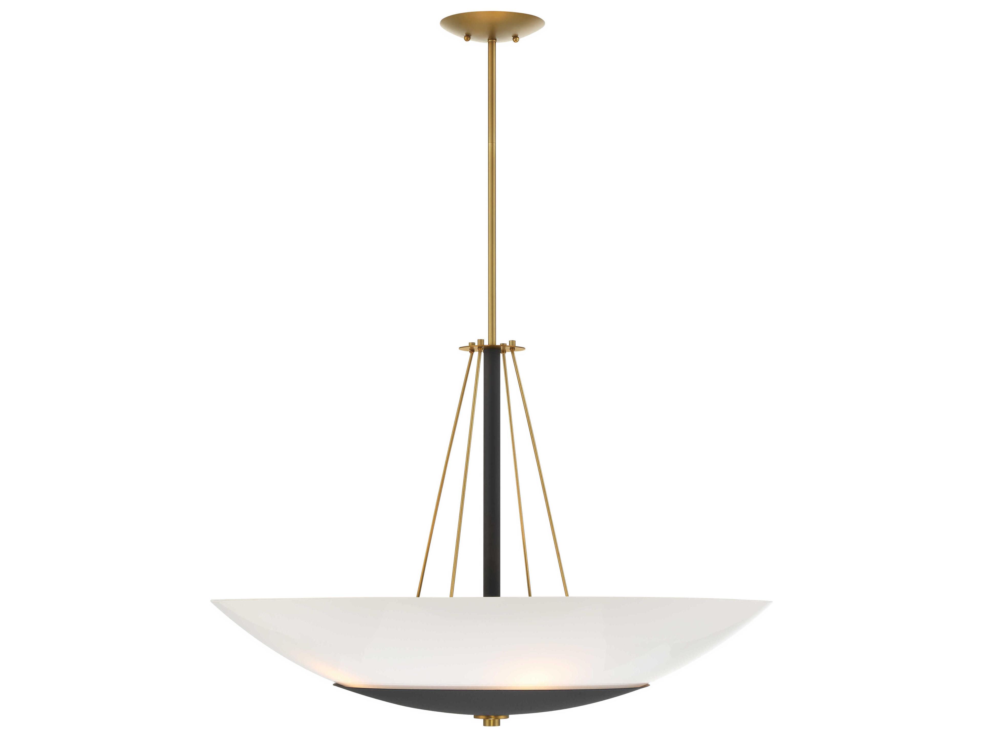 Minka Lavery Bax 5-Light Sand Coal Soft Brass Black Bowl Pendant