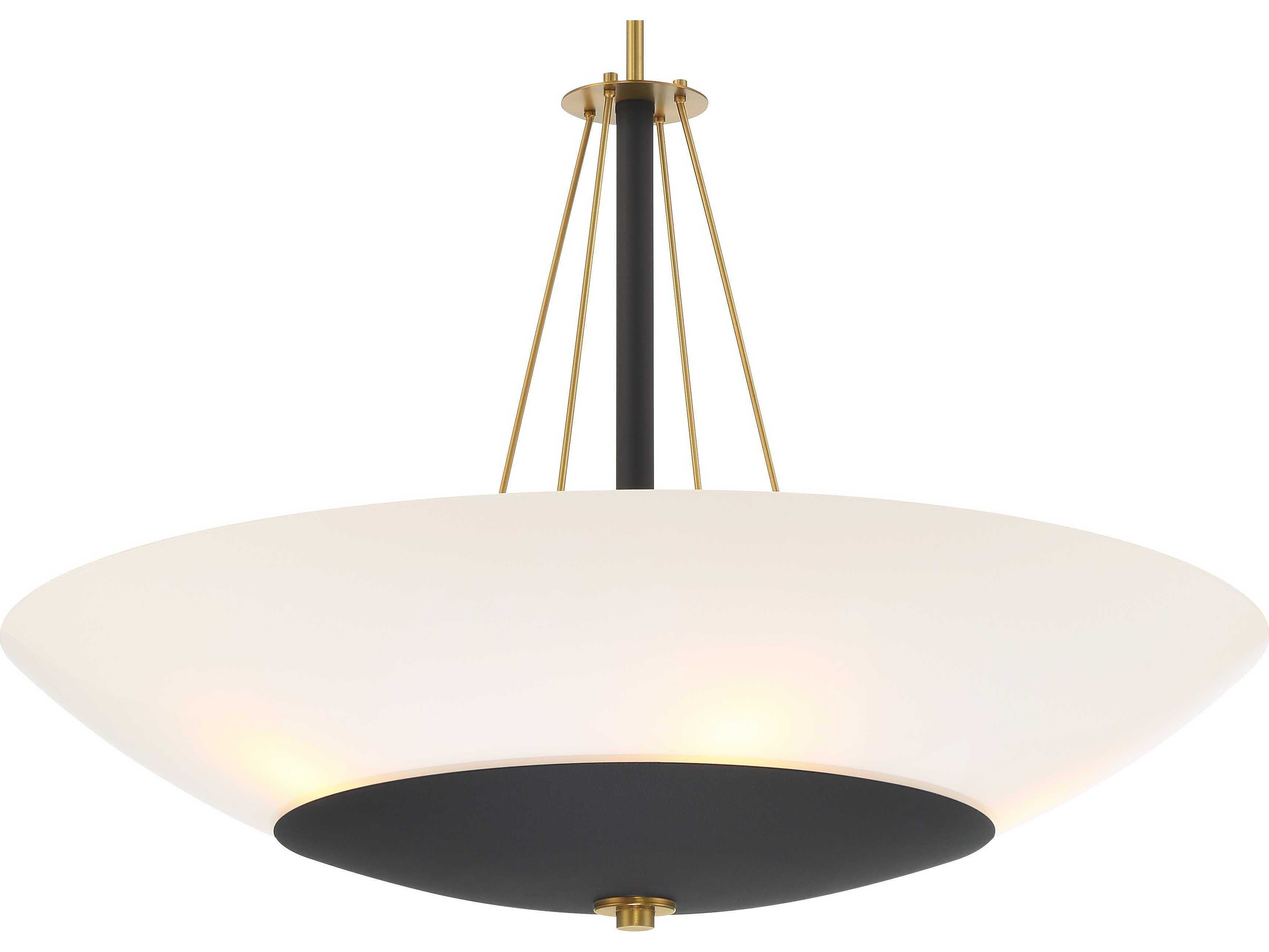 Minka Lavery Bax 5-Light Sand Coal Soft Brass Black Bowl Pendant