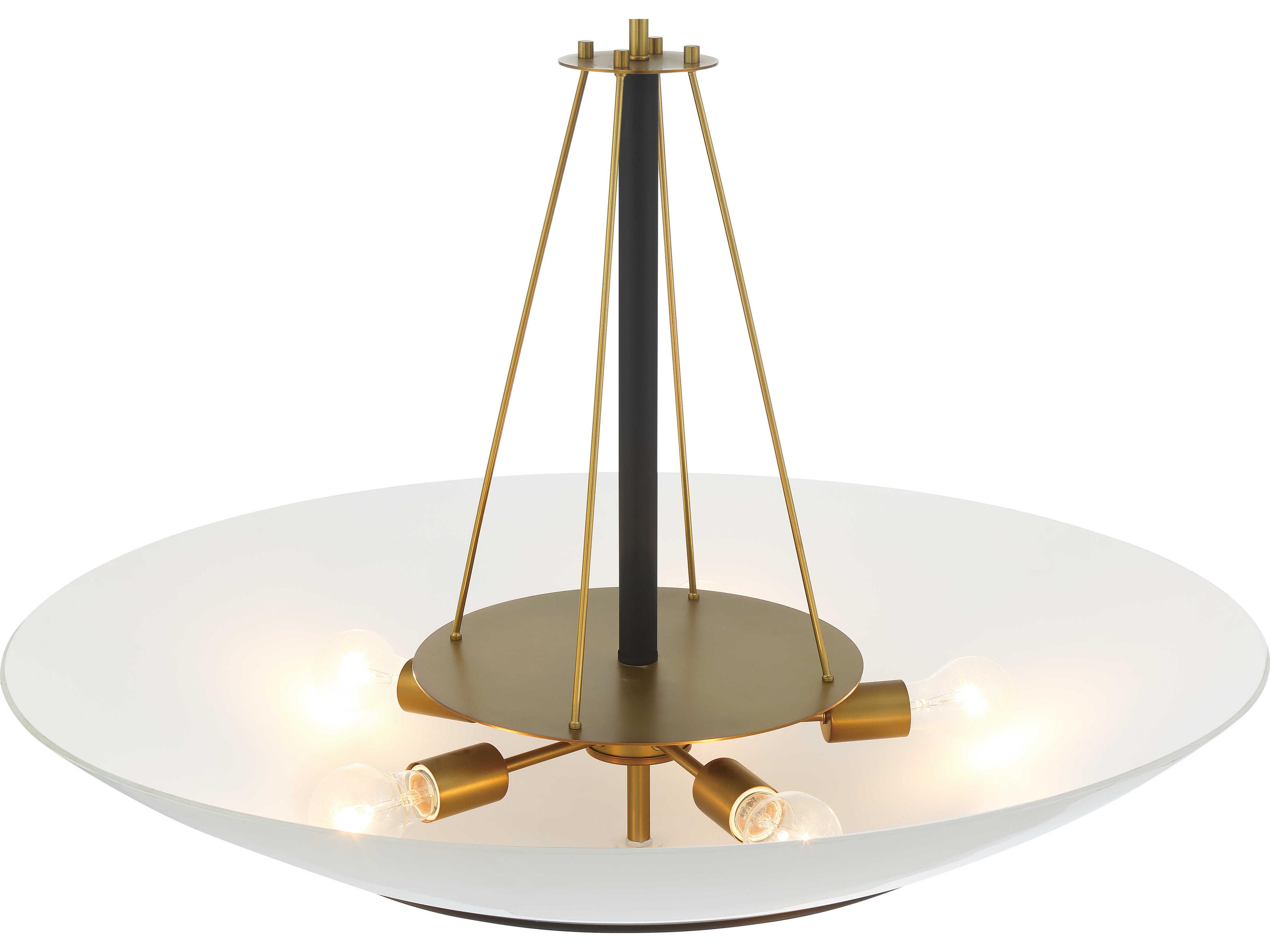 Minka Lavery Bax 5-Light Sand Coal Soft Brass Black Bowl Pendant