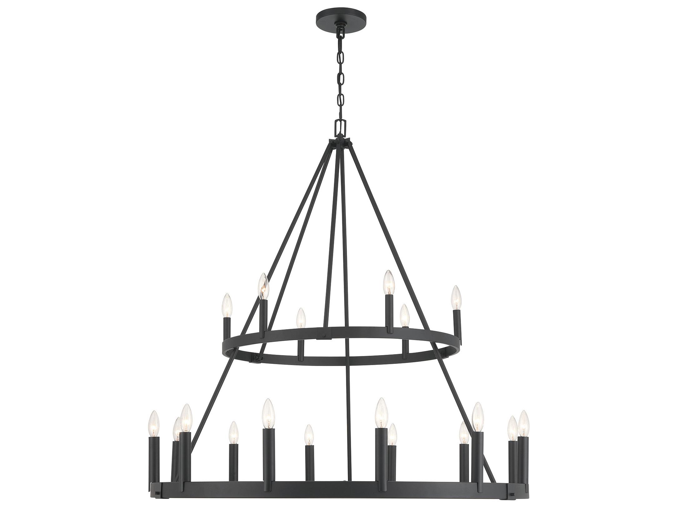 Minka Lavery Dutton 18-Light Coal Black Candelabra Tiered Chandelier