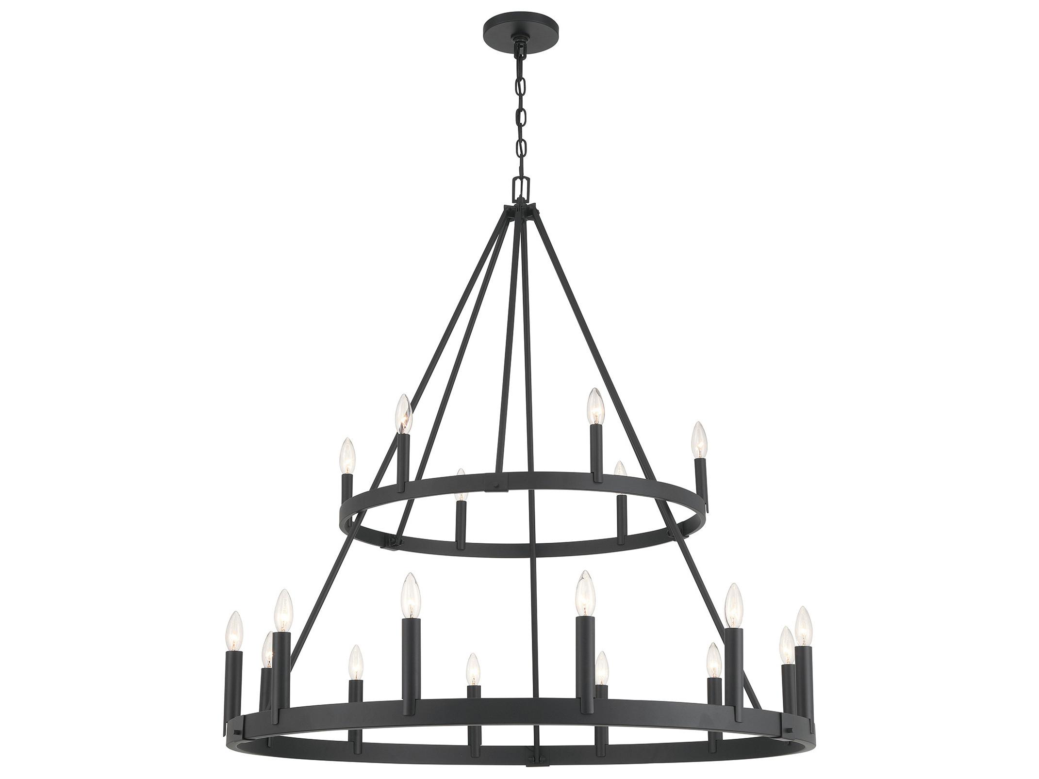 Minka Lavery Dutton 18-Light Coal Black Candelabra Tiered Chandelier