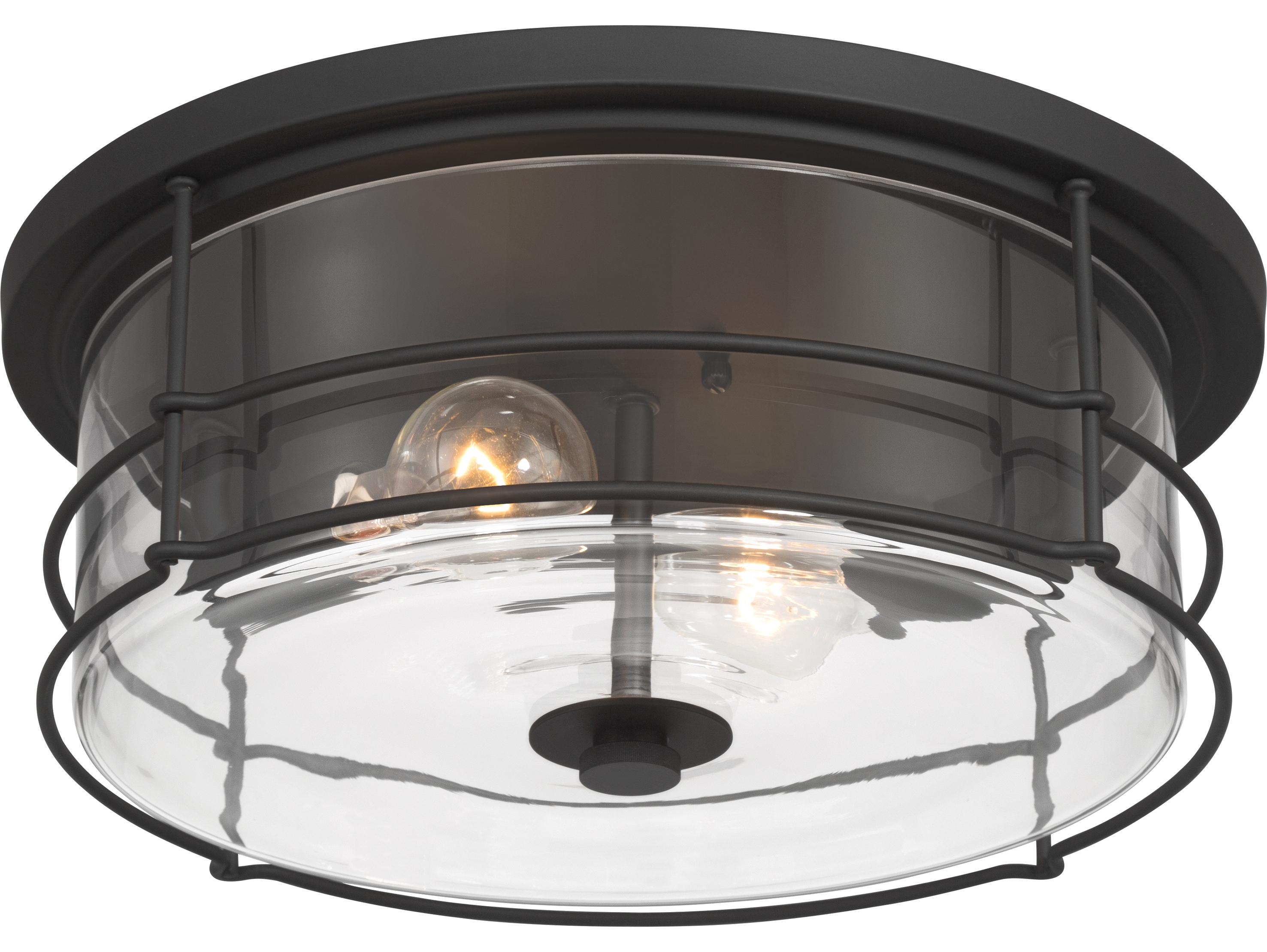 Minka Lavery Lorenth 2-Light Dark Matte Black Round Flush Mount