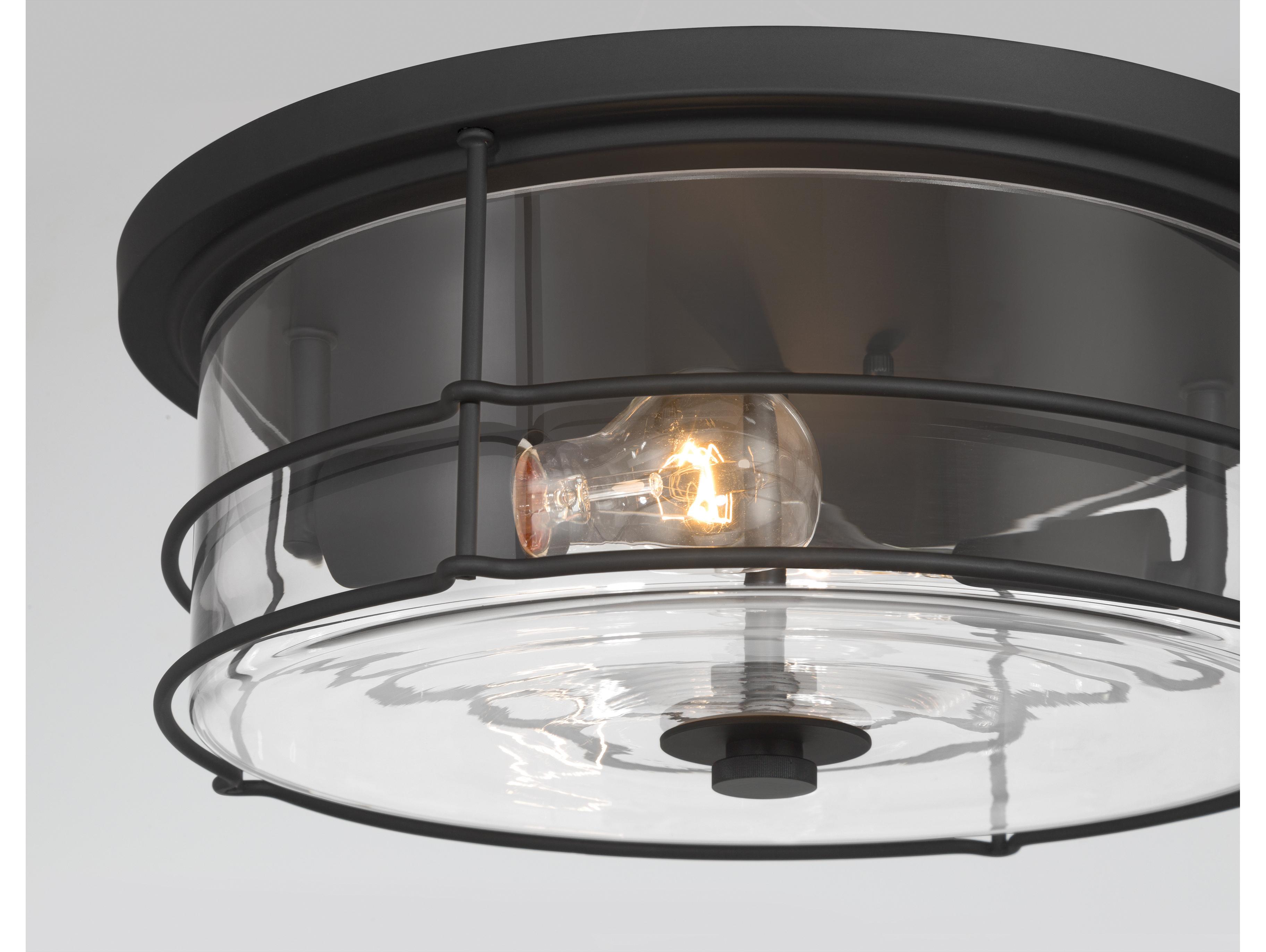 Minka Lavery Lorenth 2-Light Dark Matte Black Round Flush Mount