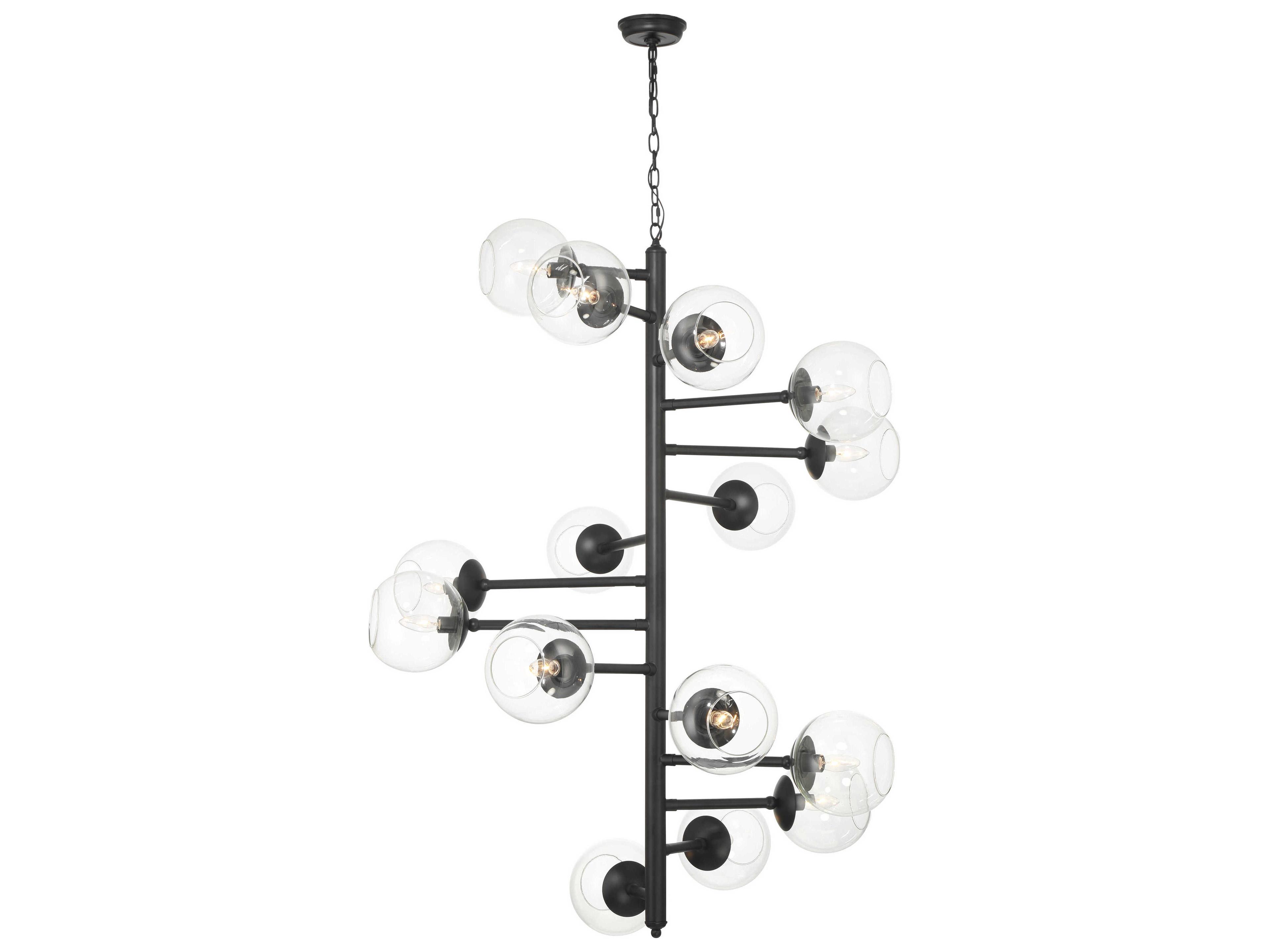 Minka Lavery Millikan 15-Light Coal Black Globe Tiered Pendant