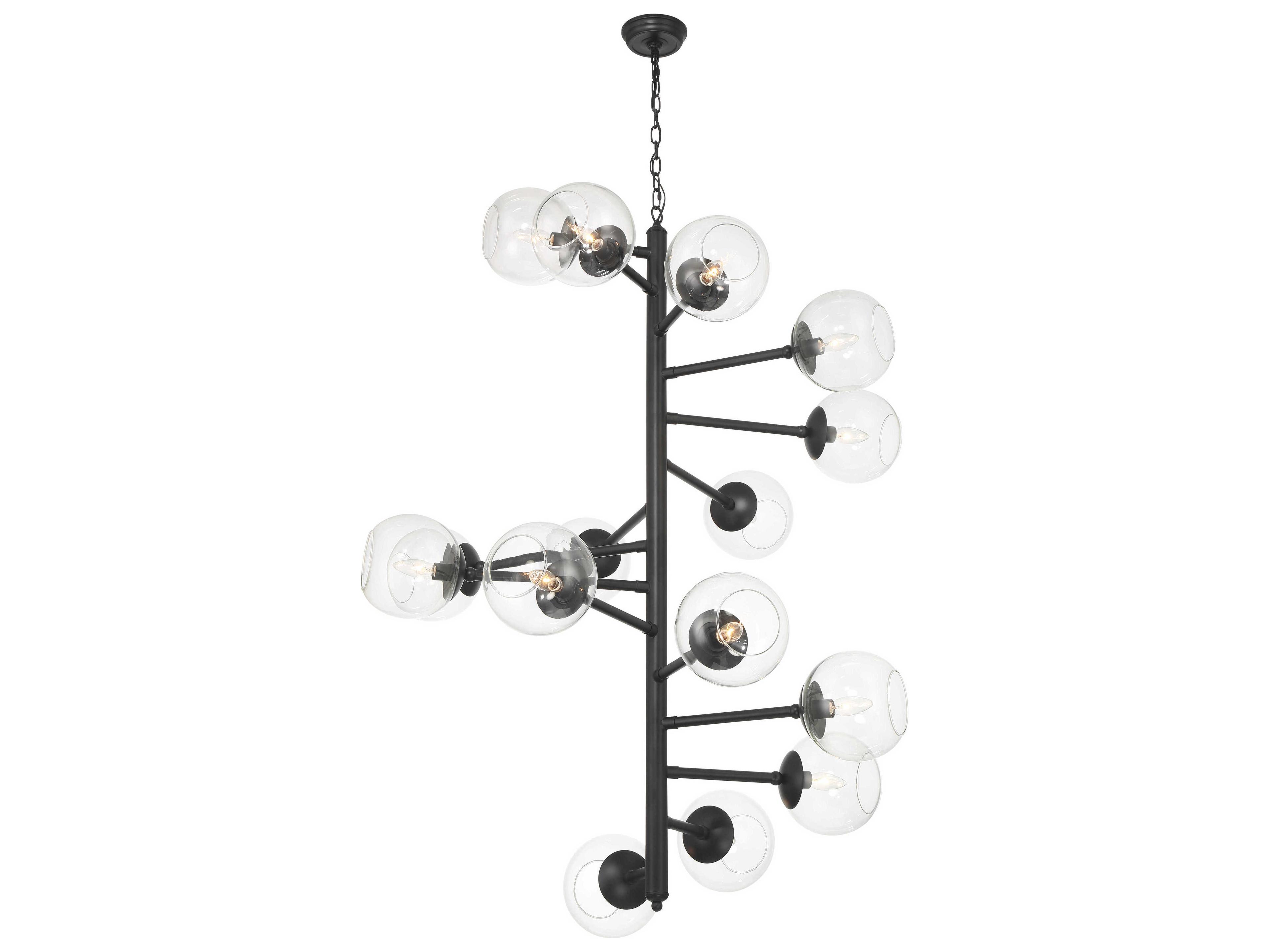 Minka Lavery Millikan 15-Light Coal Black Globe Tiered Pendant