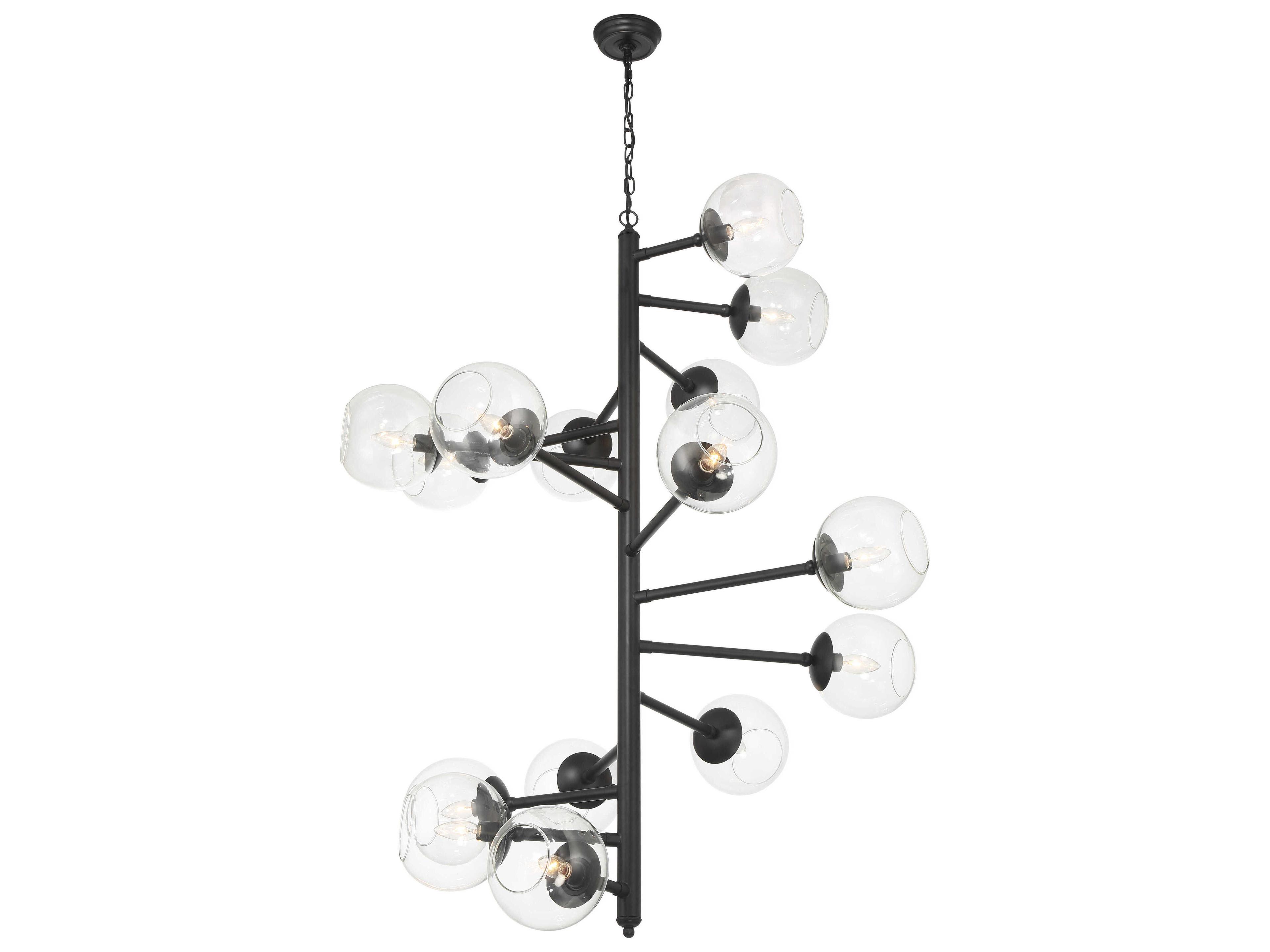 Minka Lavery Millikan 15-Light Coal Black Globe Tiered Pendant