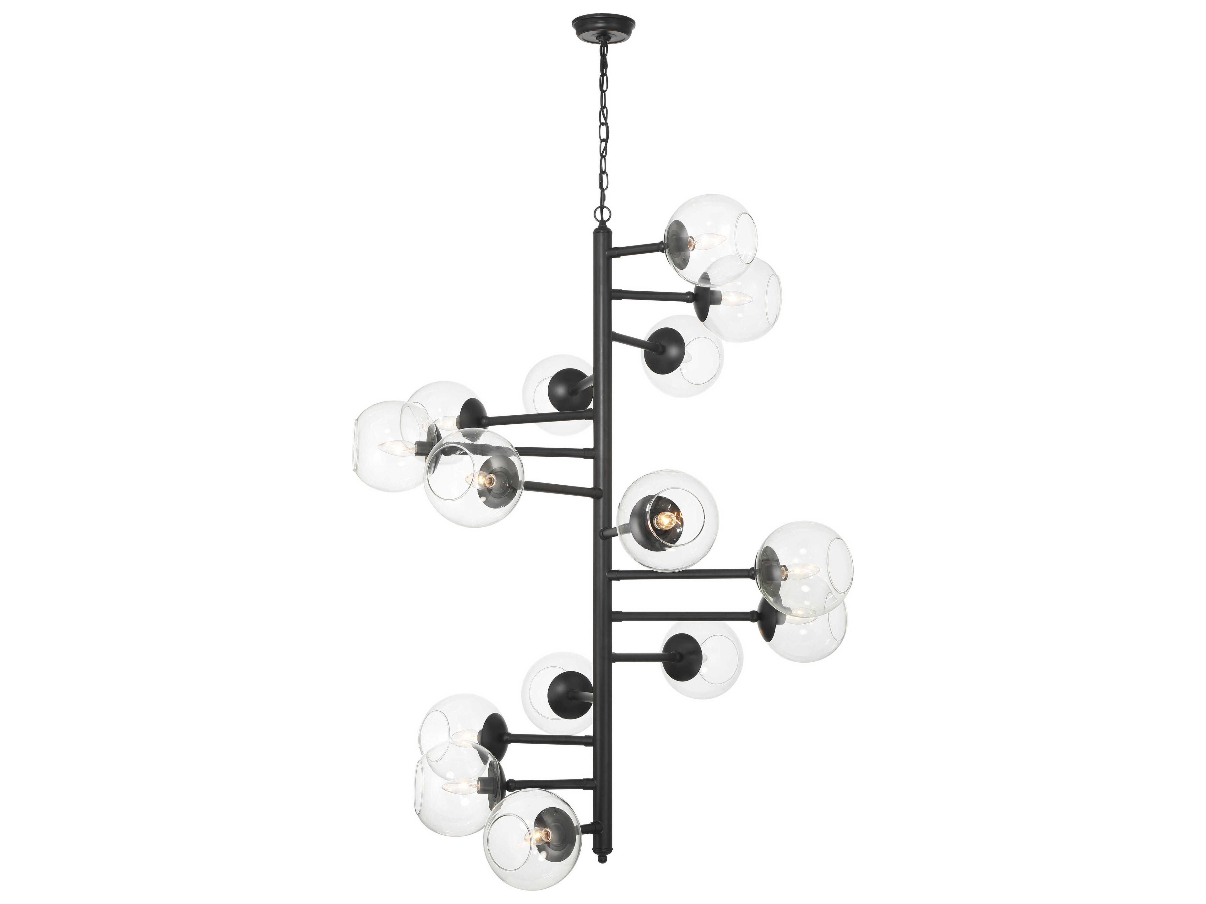 Minka Lavery Millikan 15-Light Coal Black Globe Tiered Pendant