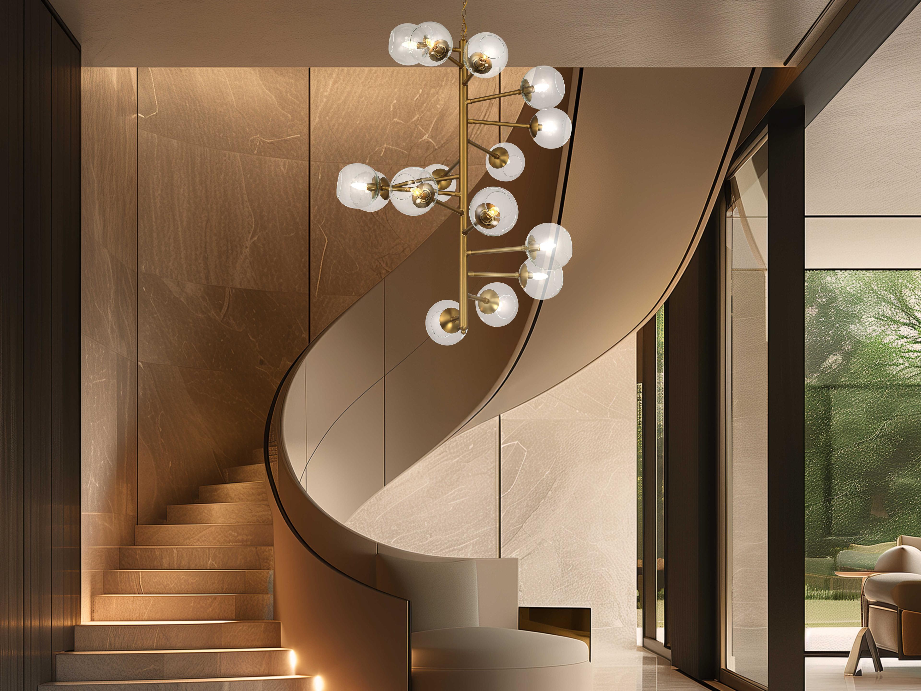 Minka Lavery Millikan 15-Light Signature Brass Globe Tiered Pendant