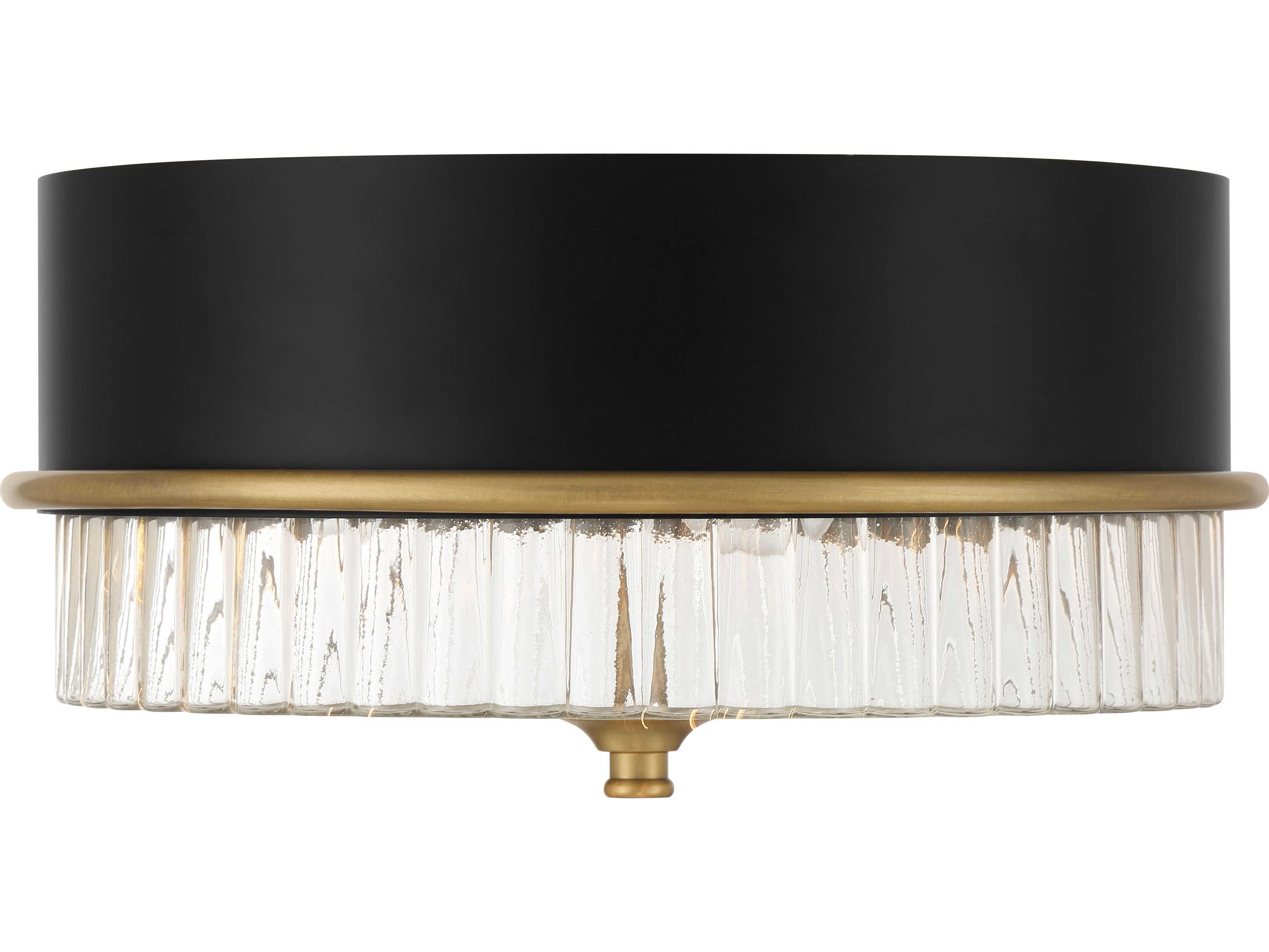 Minka Lavery Stamford 3-Light Legacy Brass Black Drum Flush Mount