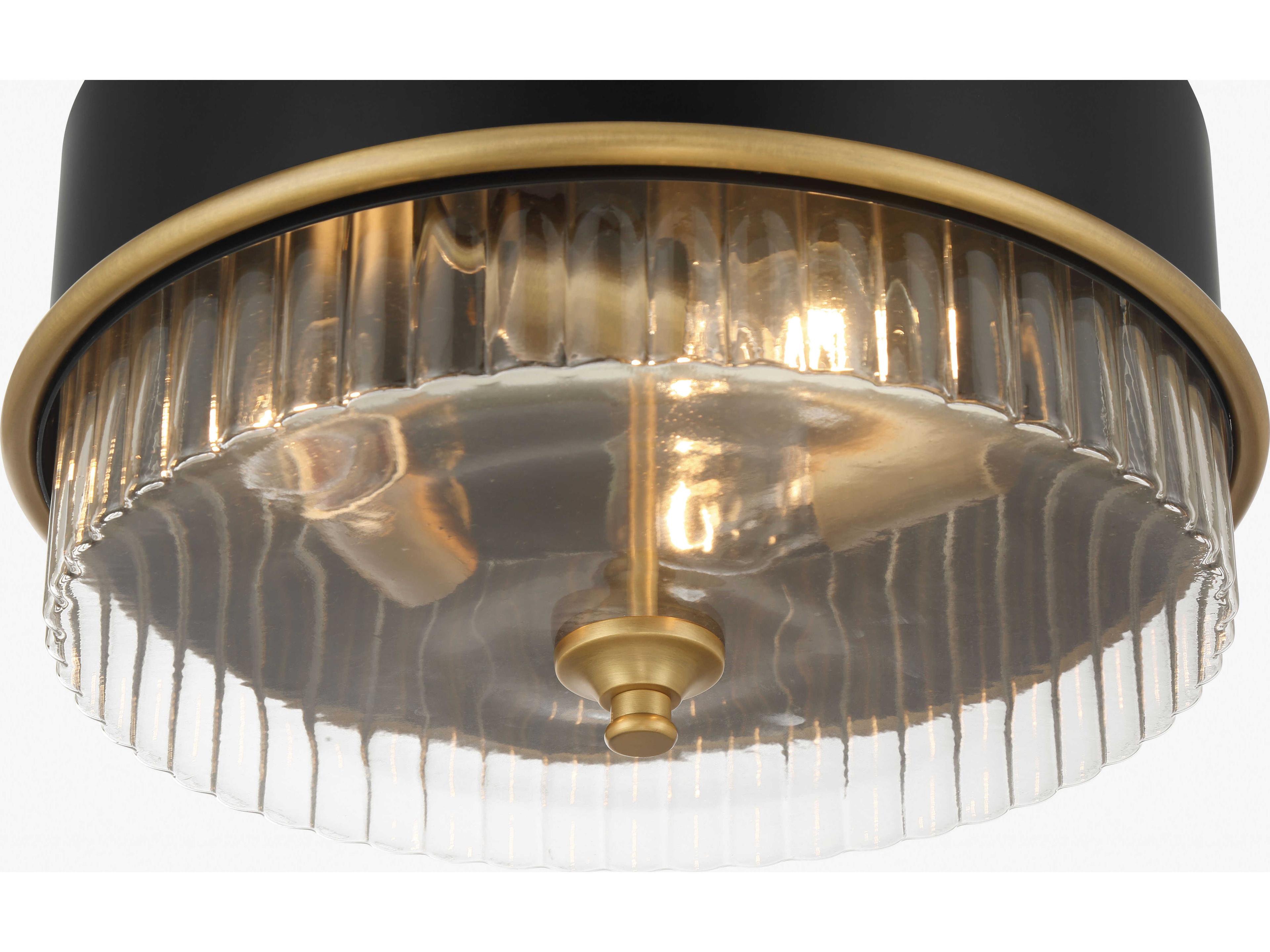 Minka Lavery Stamford 3-Light Legacy Brass Black Drum Flush Mount