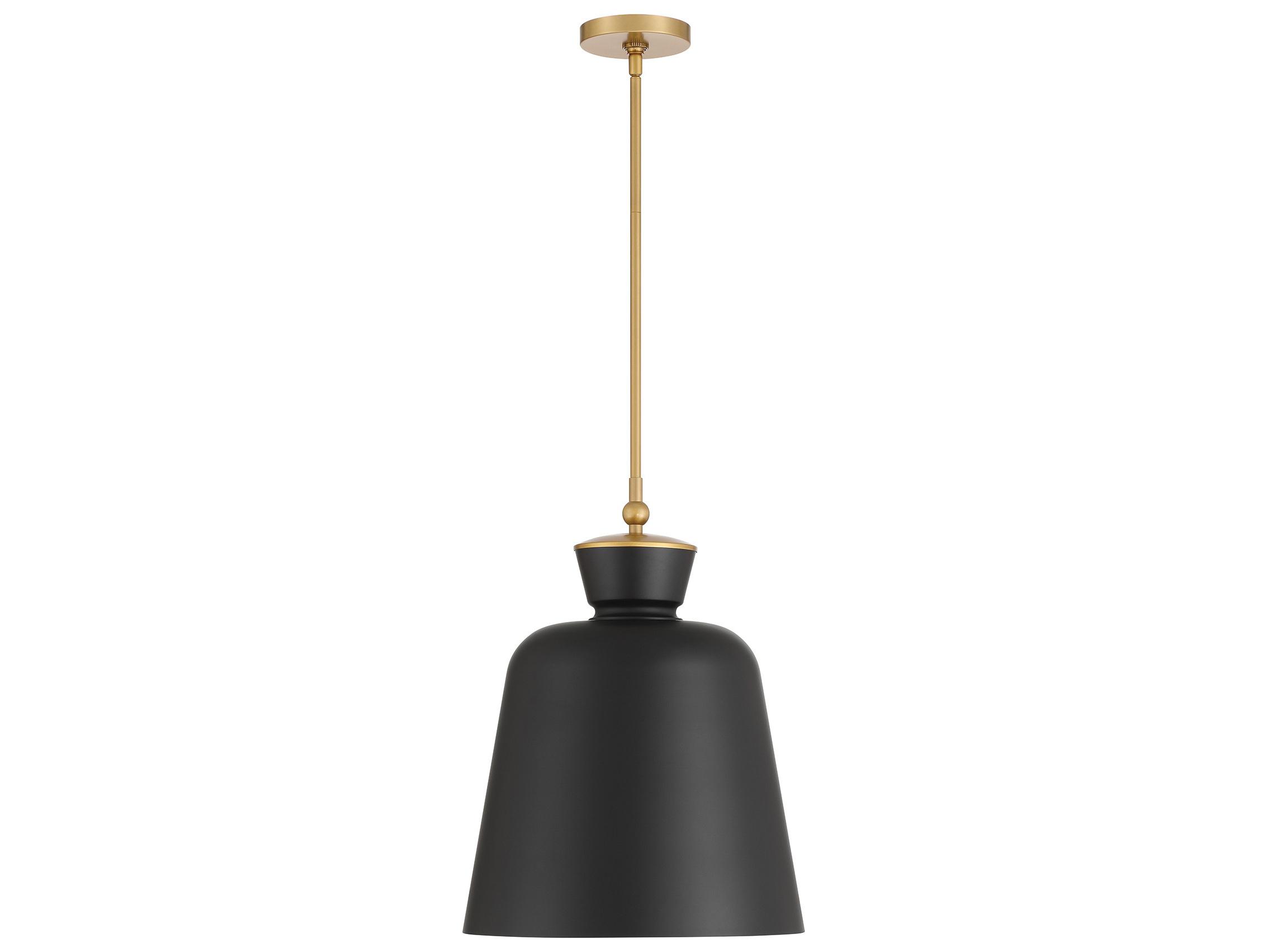 Minka Lavery Holloway 1-Light Legacy Brass Dark Matte Black Bell Pendant