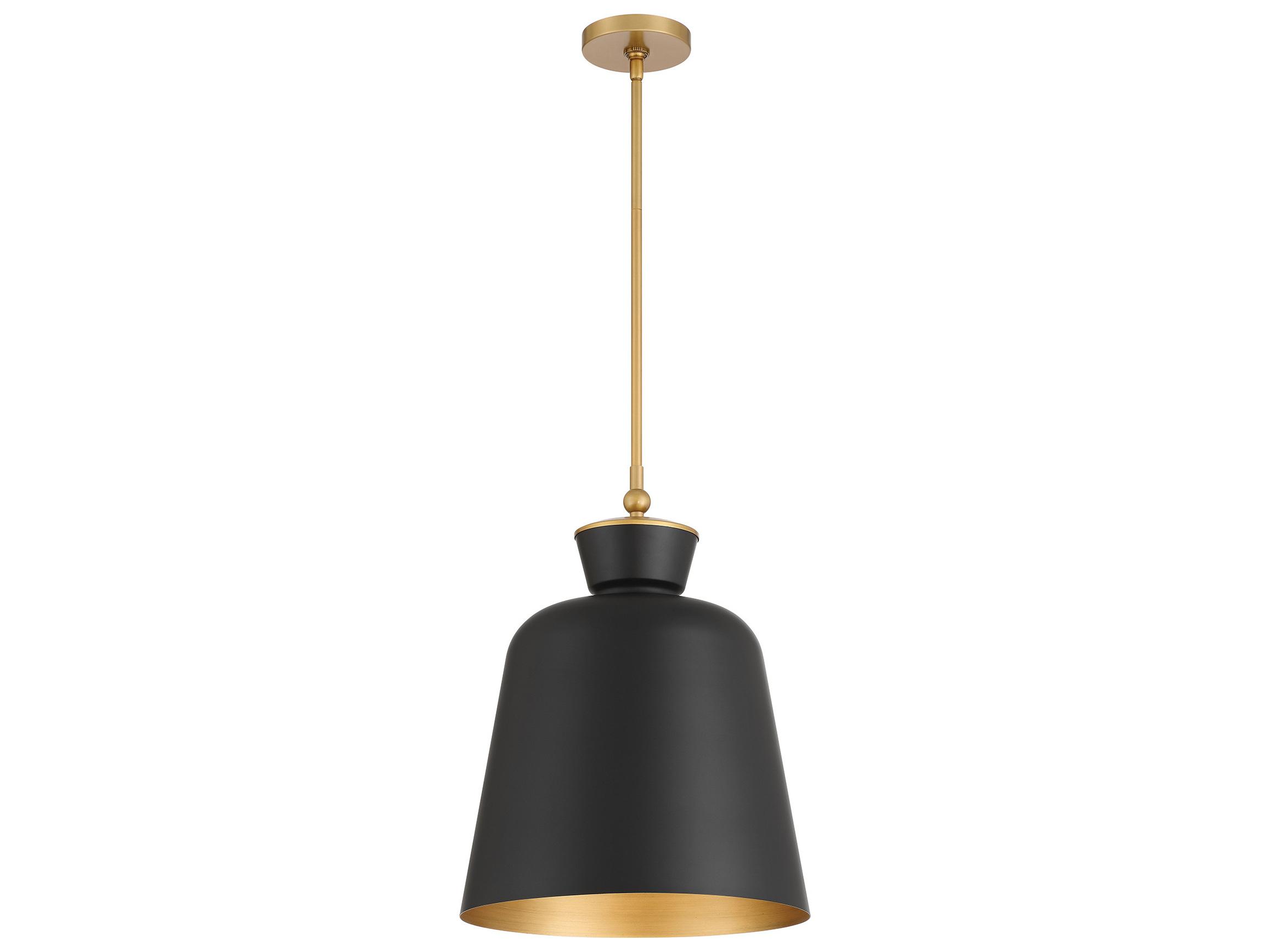 Minka Lavery Holloway 1-Light Legacy Brass Dark Matte Black Bell Pendant