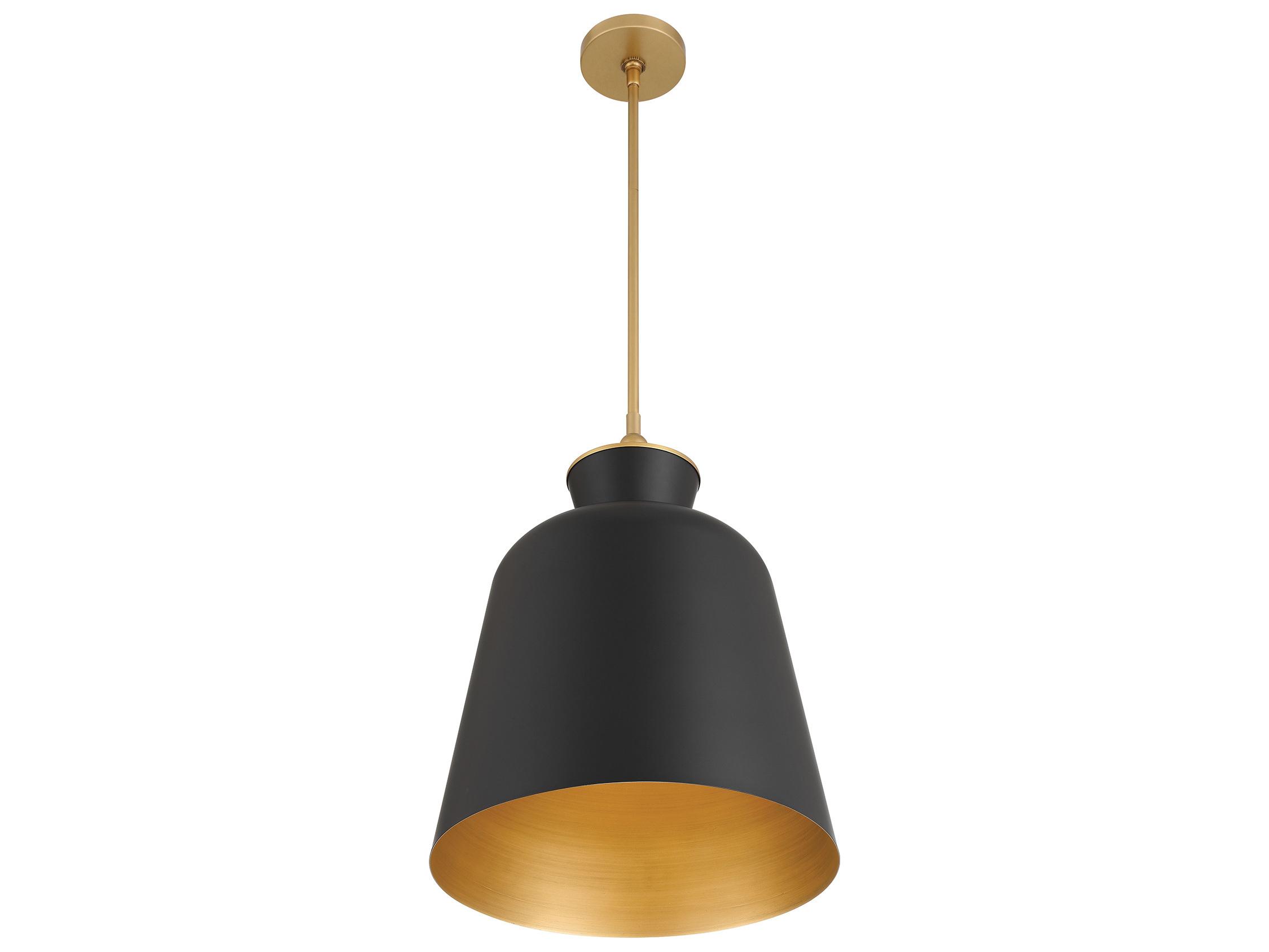 Minka Lavery Holloway 1-Light Legacy Brass Dark Matte Black Bell Pendant