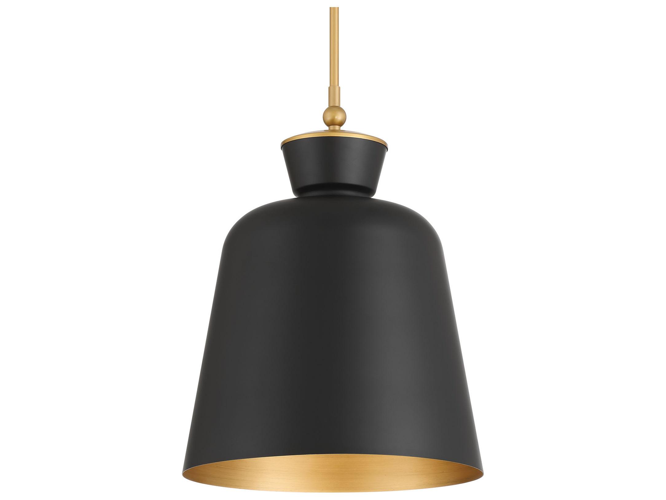 Minka Lavery Holloway 1-Light Legacy Brass Dark Matte Black Bell Pendant