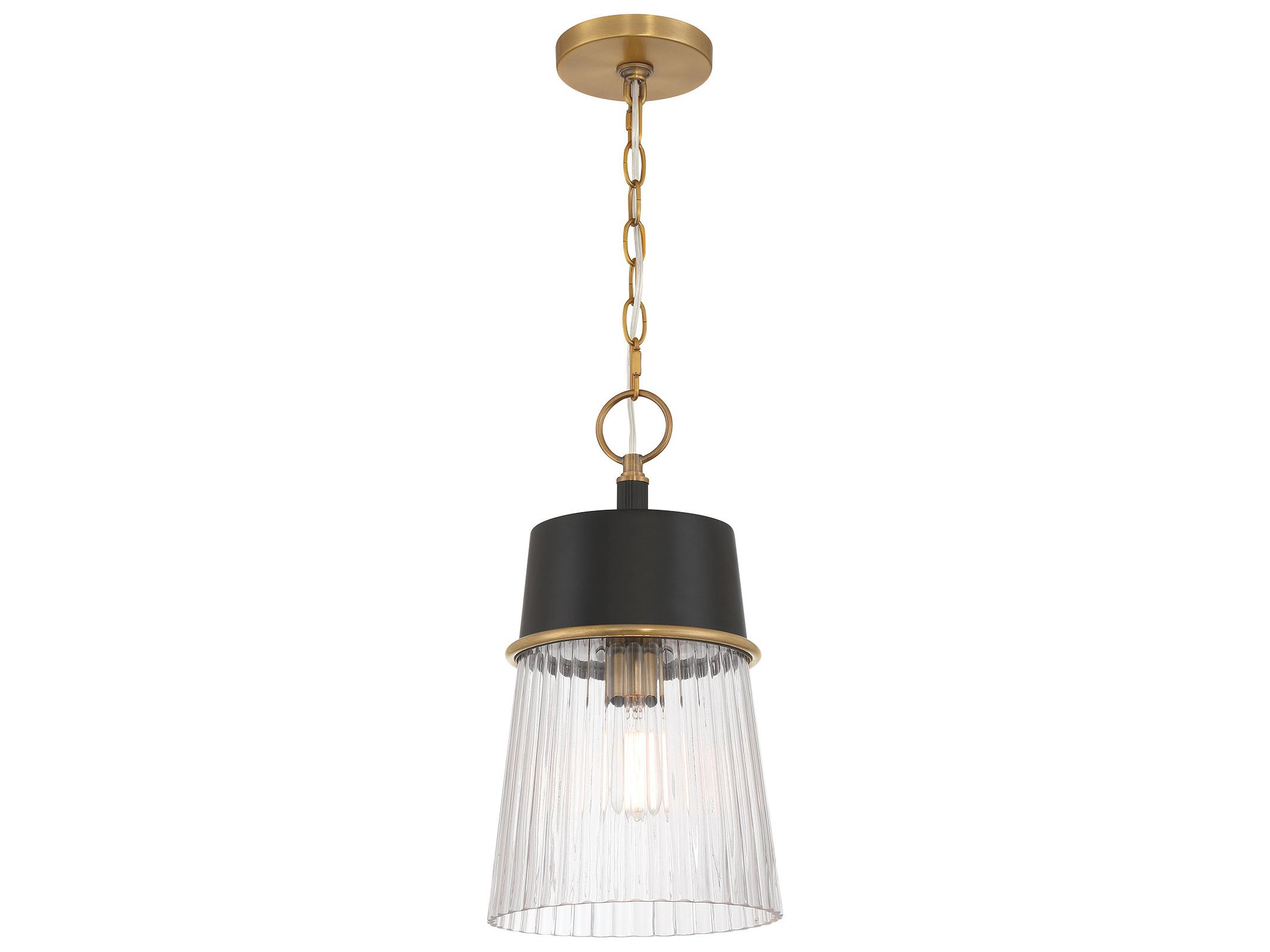 Minka Lavery Stamford 1-Light Legacy Brass Dark Matte Black Empire Mini Pendant