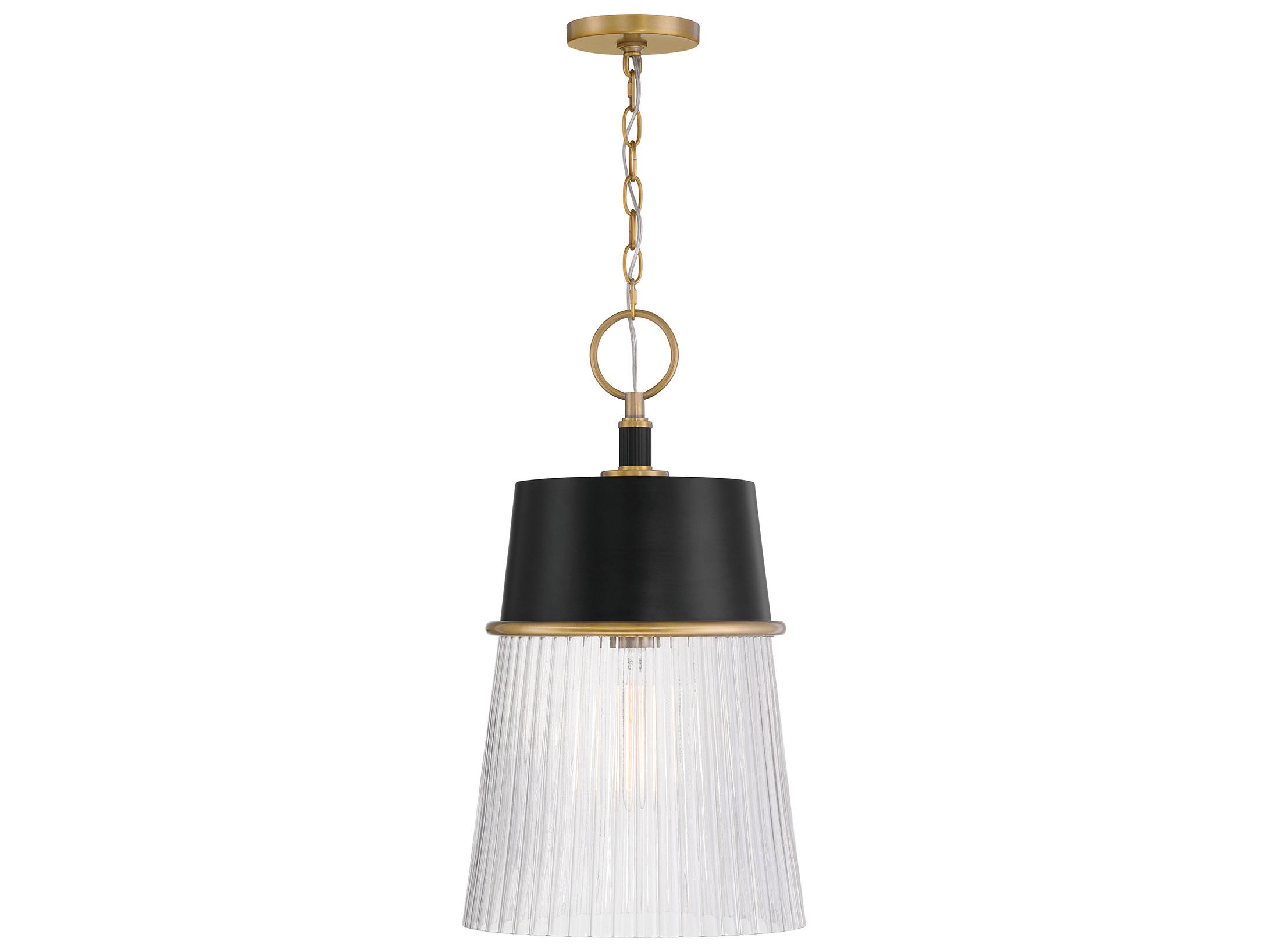 Minka Lavery Stamford 1-Light Legacy Brass Dark Matte Black Empire Pendant
