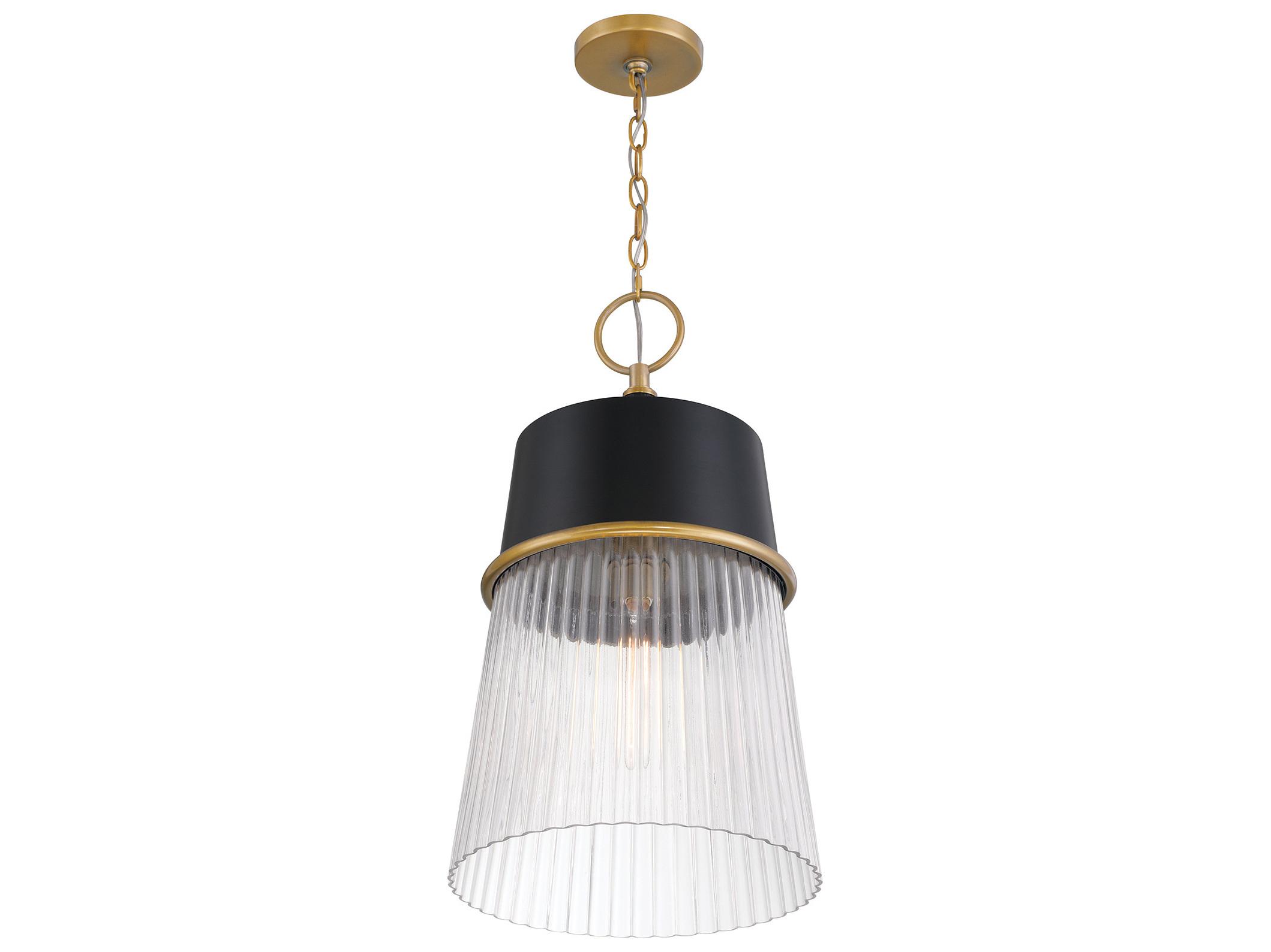 Minka Lavery Stamford 1-Light Legacy Brass Dark Matte Black Empire Pendant