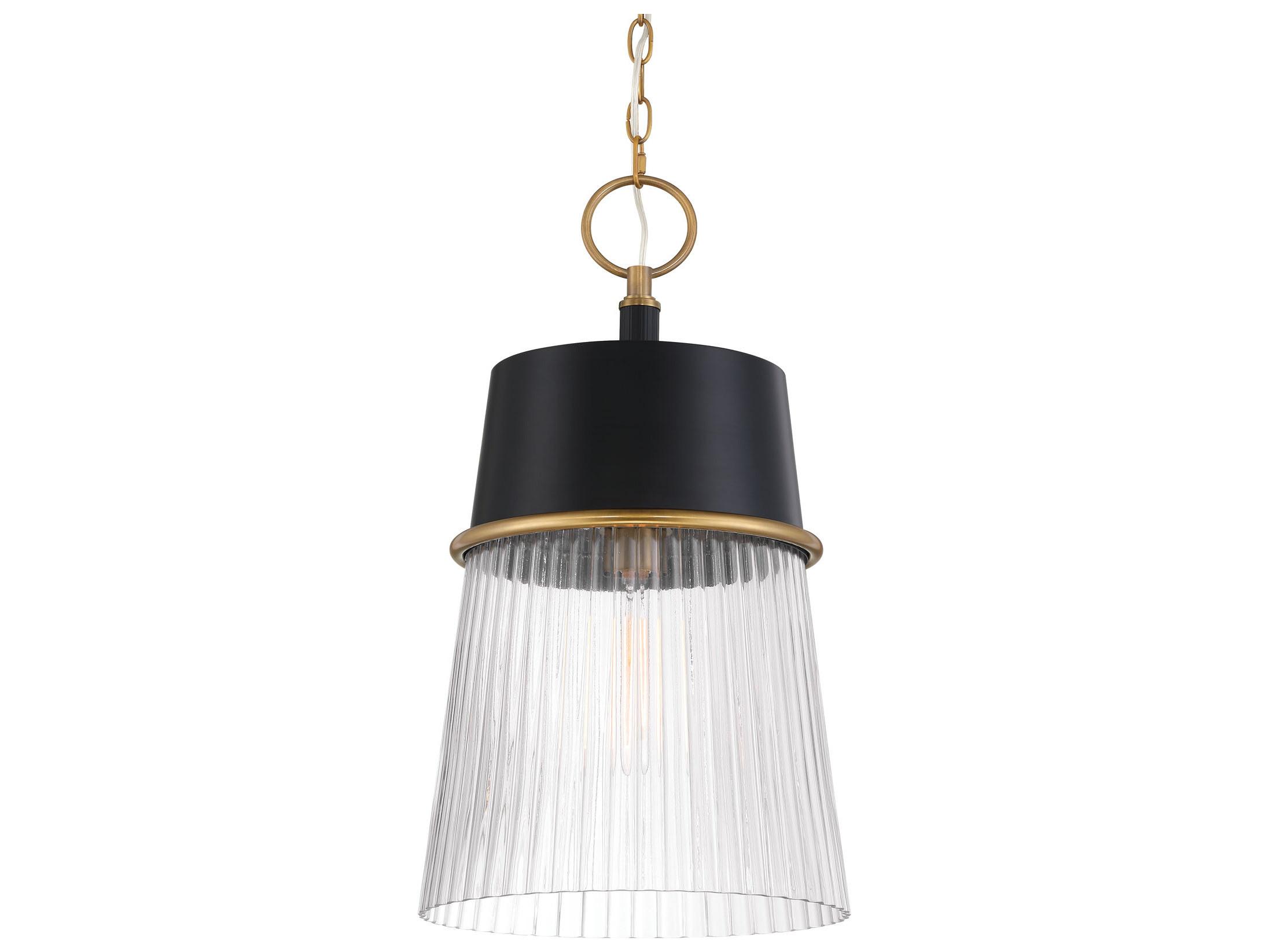 Minka Lavery Stamford 1-Light Legacy Brass Dark Matte Black Empire Pendant