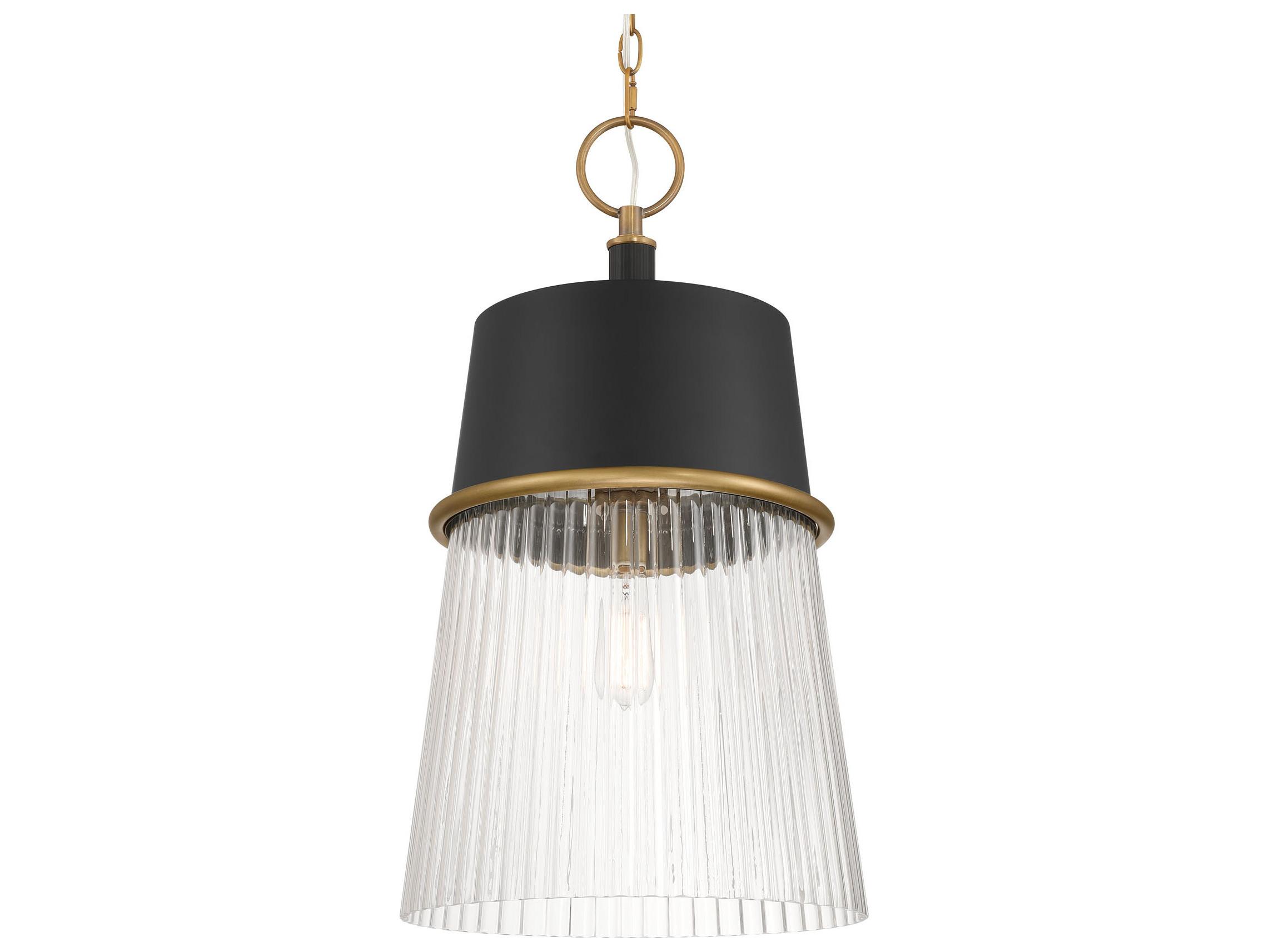 Minka Lavery Stamford 1-Light Legacy Brass Dark Matte Black Empire Pendant
