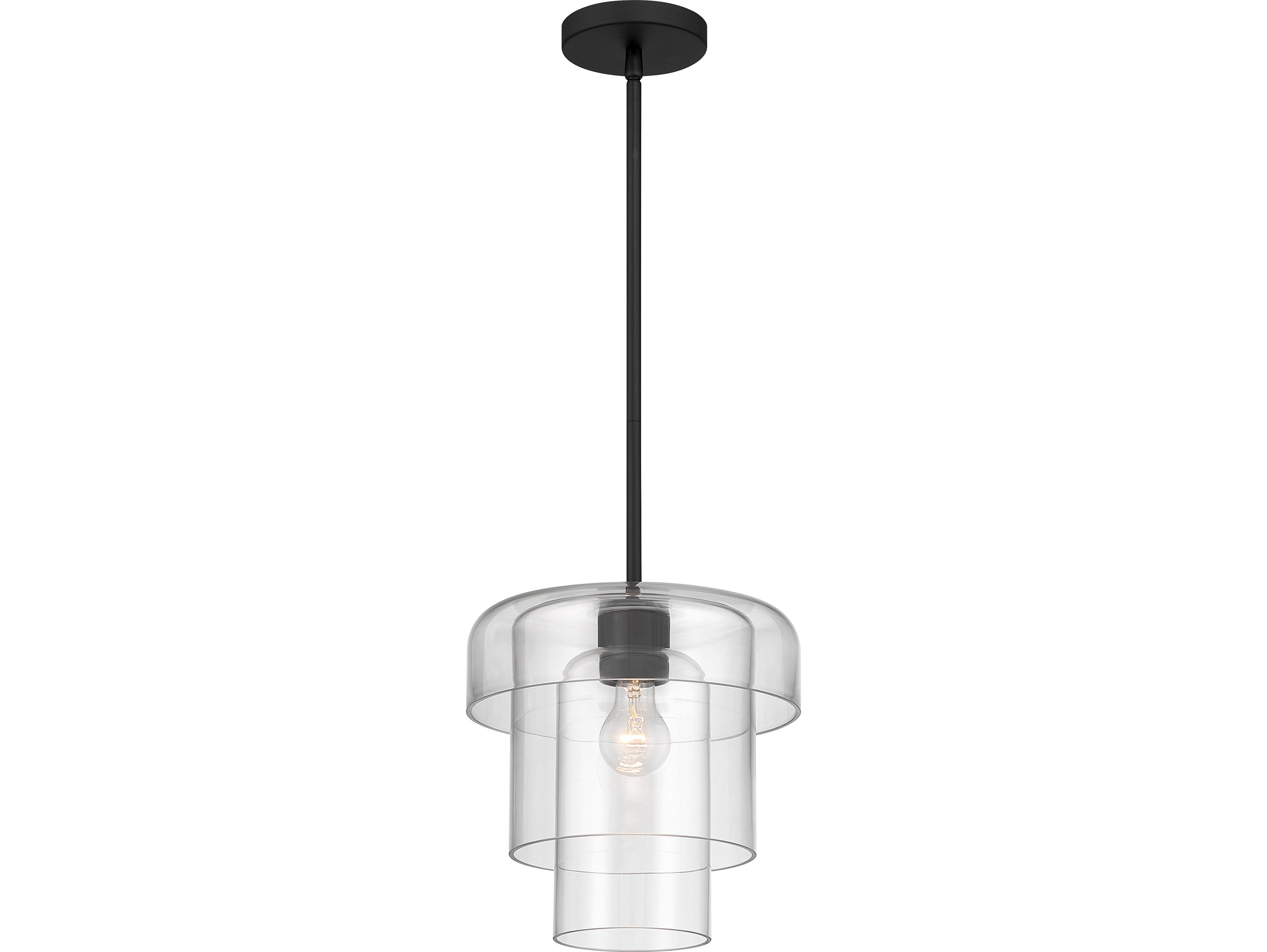 Minka Lavery Velique 1-Light Dark Matte Black Cylinder Tiered Mini Pendant